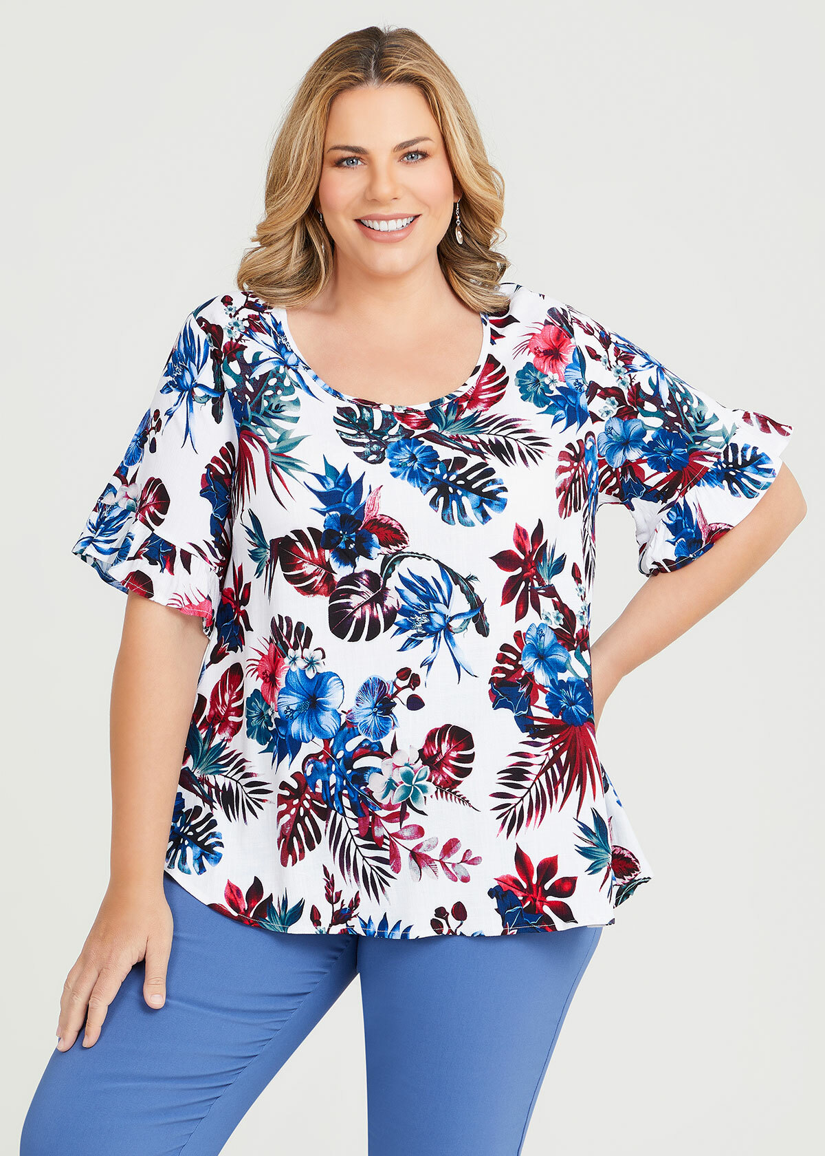 Shop Plus Size Yalina Natural Top in Blue | Taking Shape AU