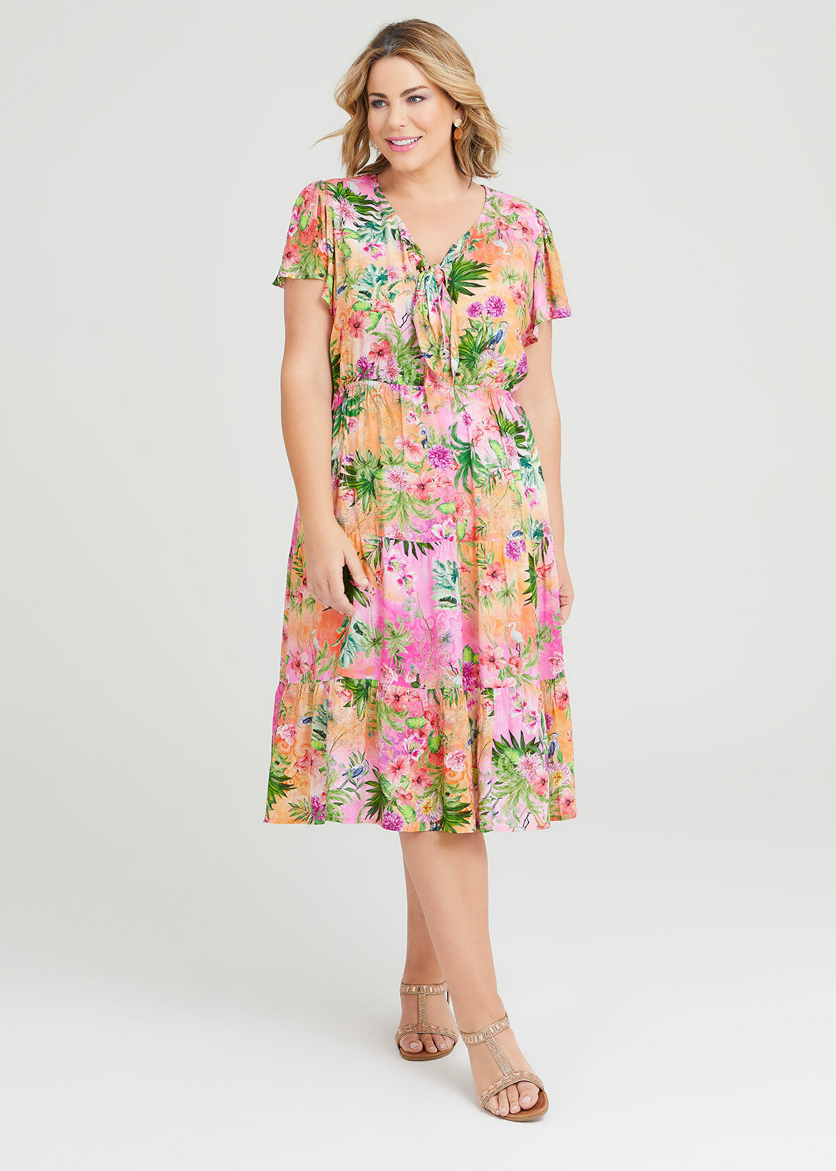 Shop Plus Size Natural Tropical Sky Dress in Multi | Taking Shape AU