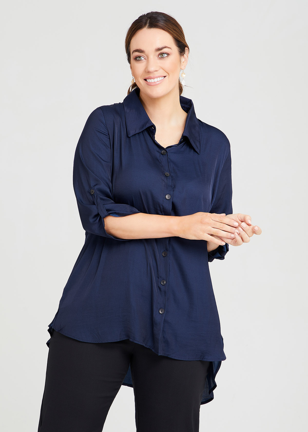 Shop Plus Size Aurora 3 4 Sleeve Shirt In Blue Taking Shape Au