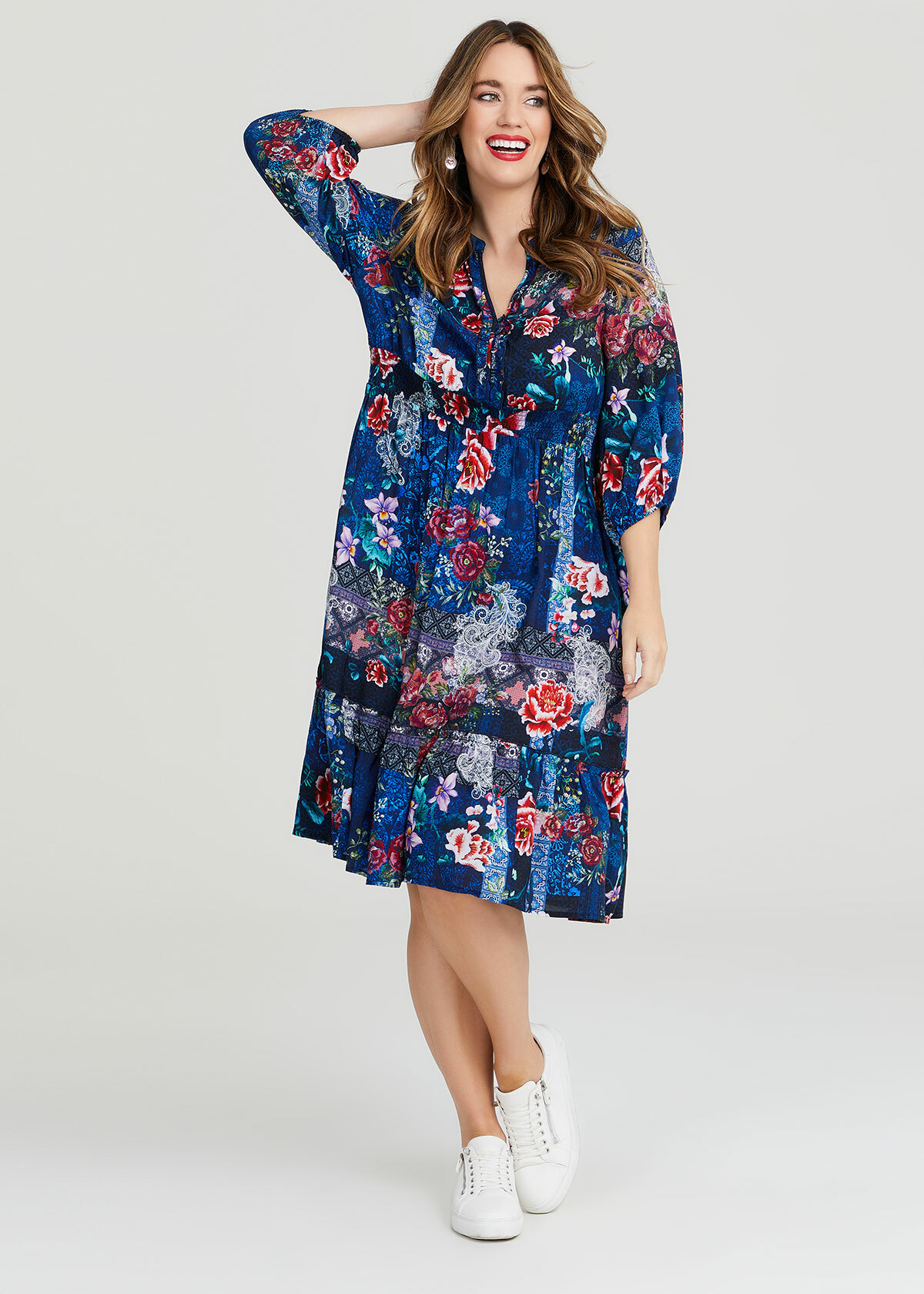 Shop Natural Floral Dress in Multi, Sizes 12-30 | Taking Shape AU