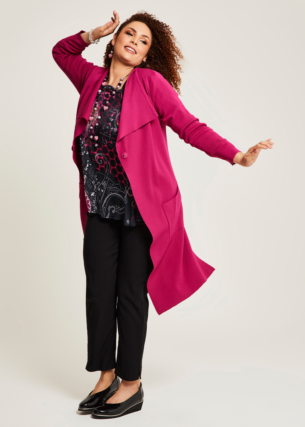 Shop Plus Size Downtown Natural Cardigan in Red | Taking Shape AU