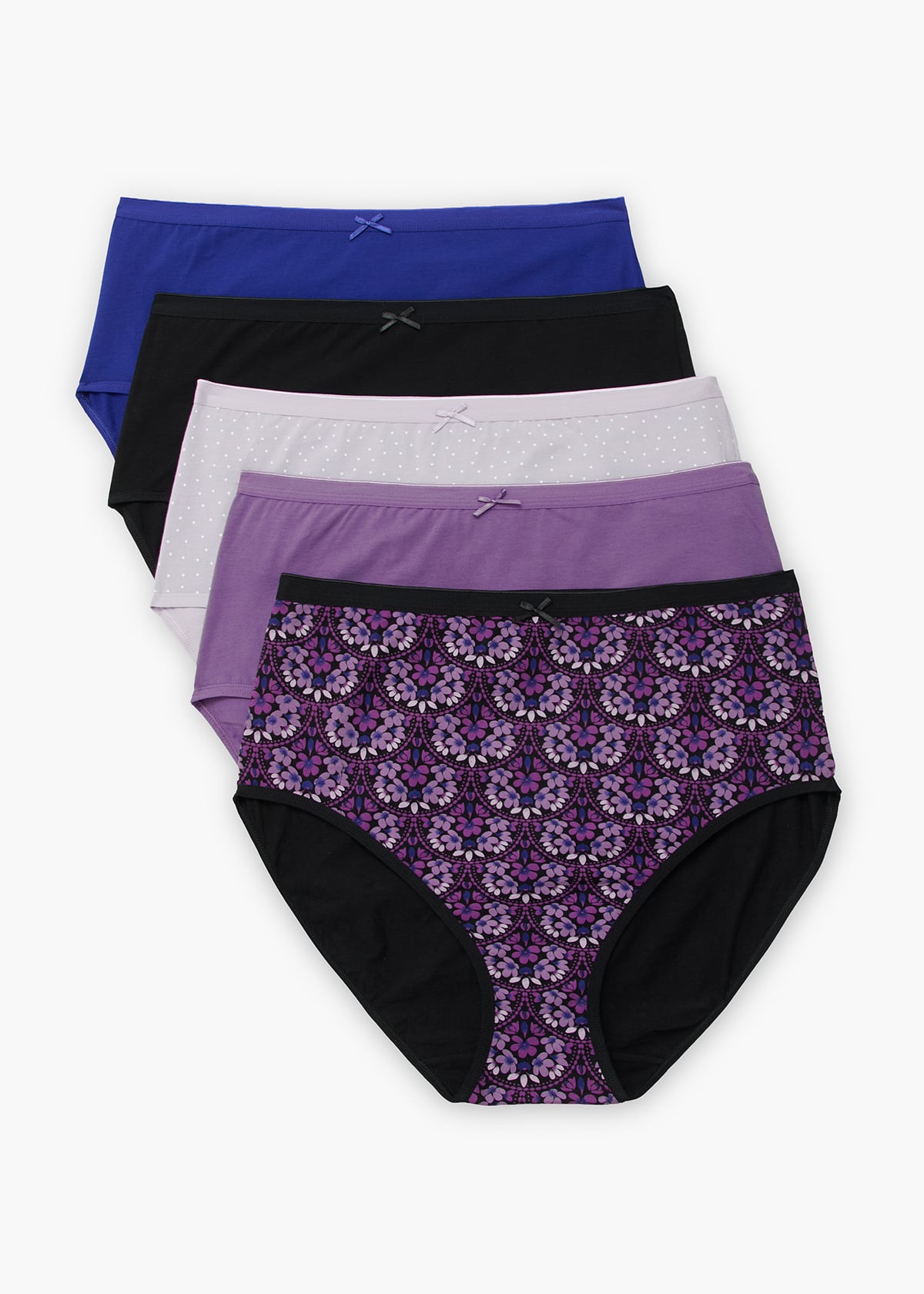 Taking Shape 5 Pack Cotton Petal Mosaic Briefs Size 26 in Multi - Plus Size Women's Underwear