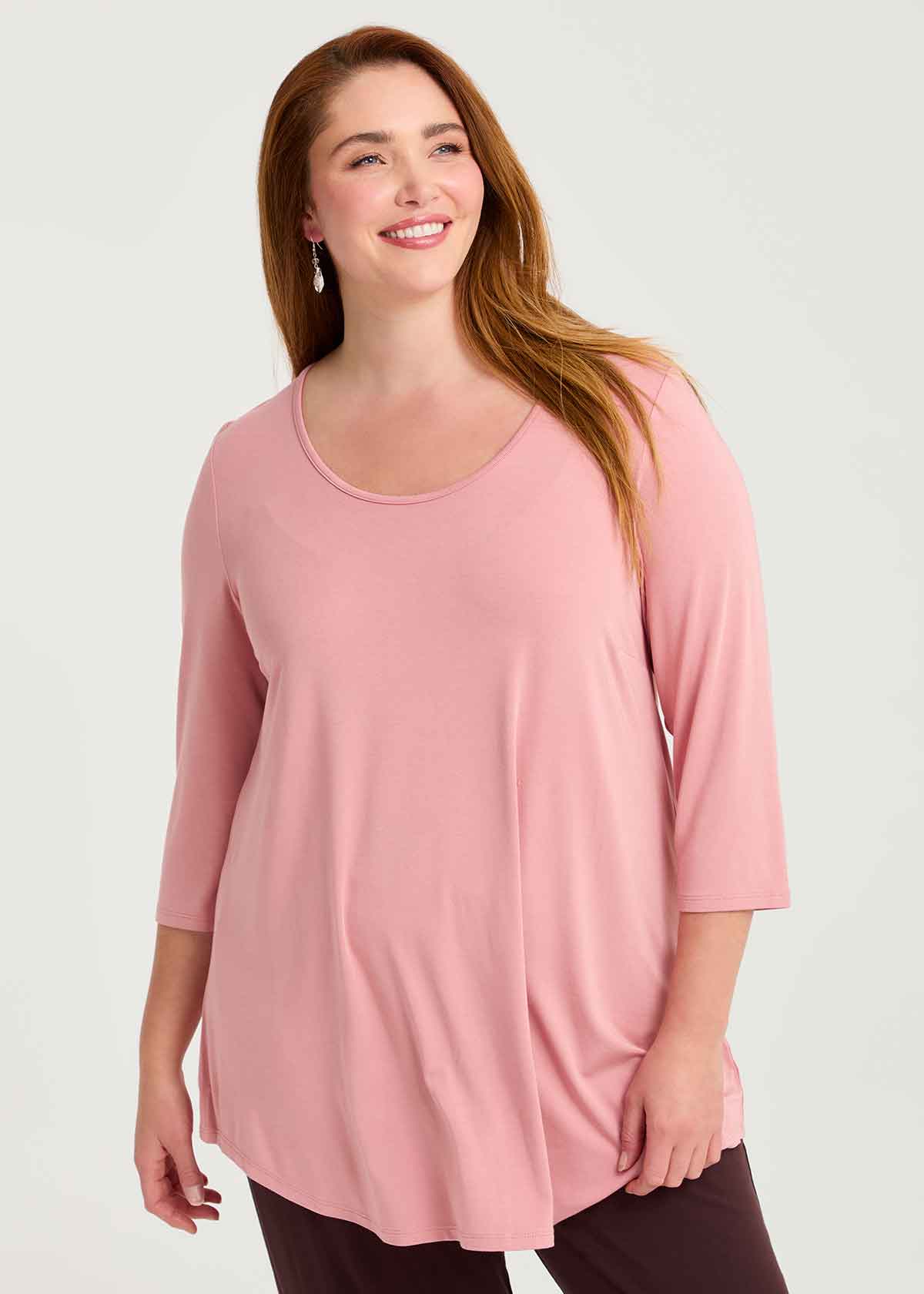 Taking Shape Bamboo Base 3 / 4 Sleeve Top Size 16 in TEA Rose - Plus Size Women's Tops & T Shirts