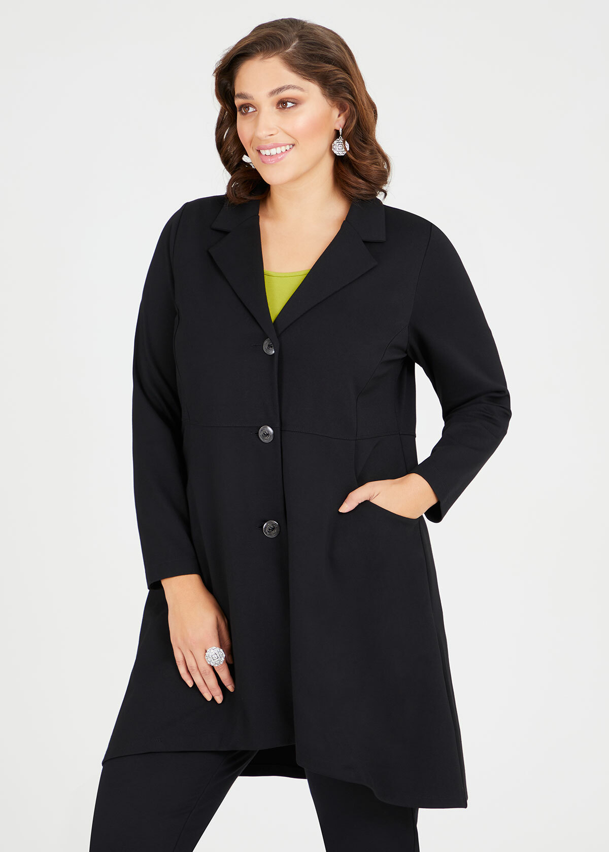 Shop Plus Size Bryn Bamboo Ponte Jacket in Black | Taking Shape AU