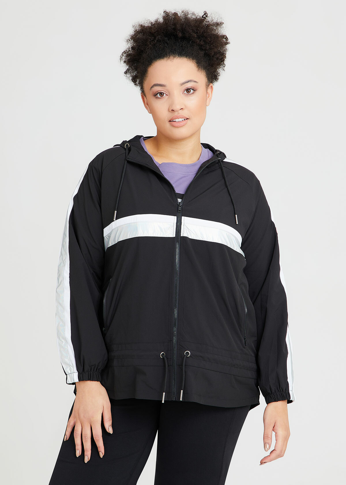 Shop Plus Size Spliced Metallic Active Jacket in Black | Taking Shape AU