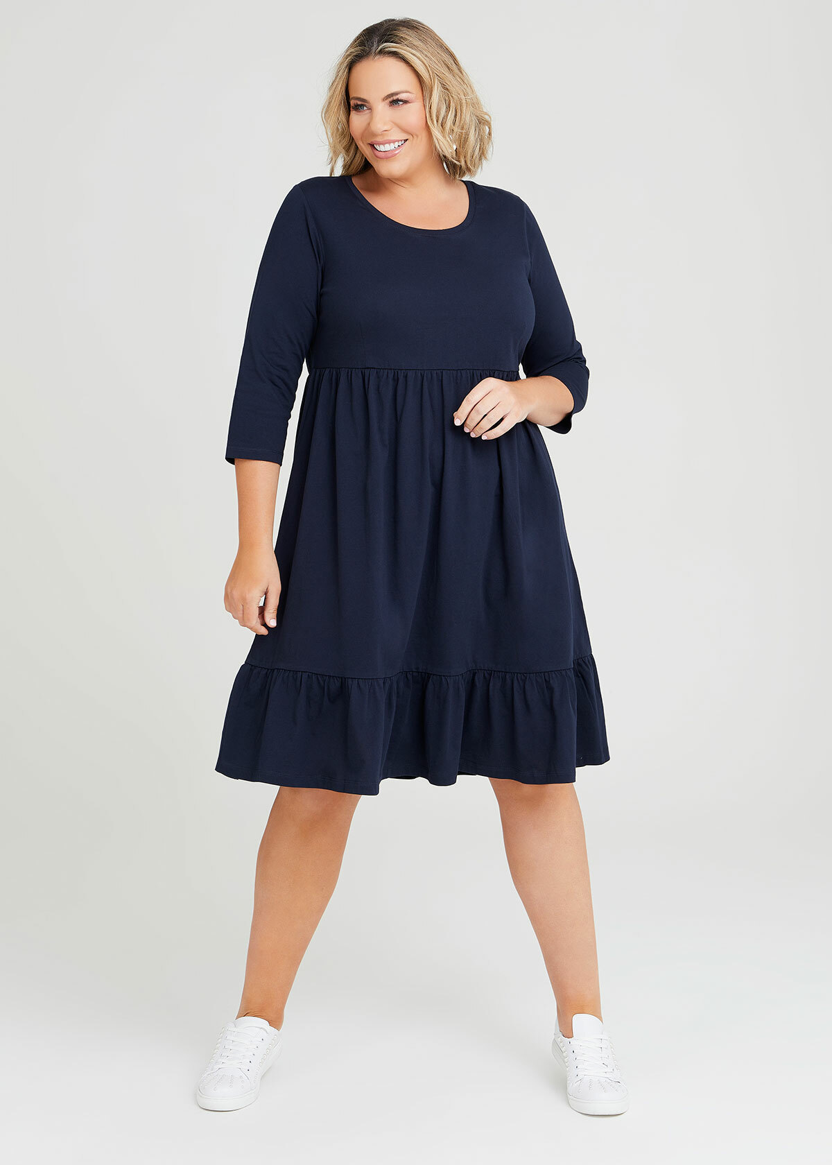 Shop Plus Size Organic Cotton Midi Dress in Blue | Sizes 12-30 | Taking ...