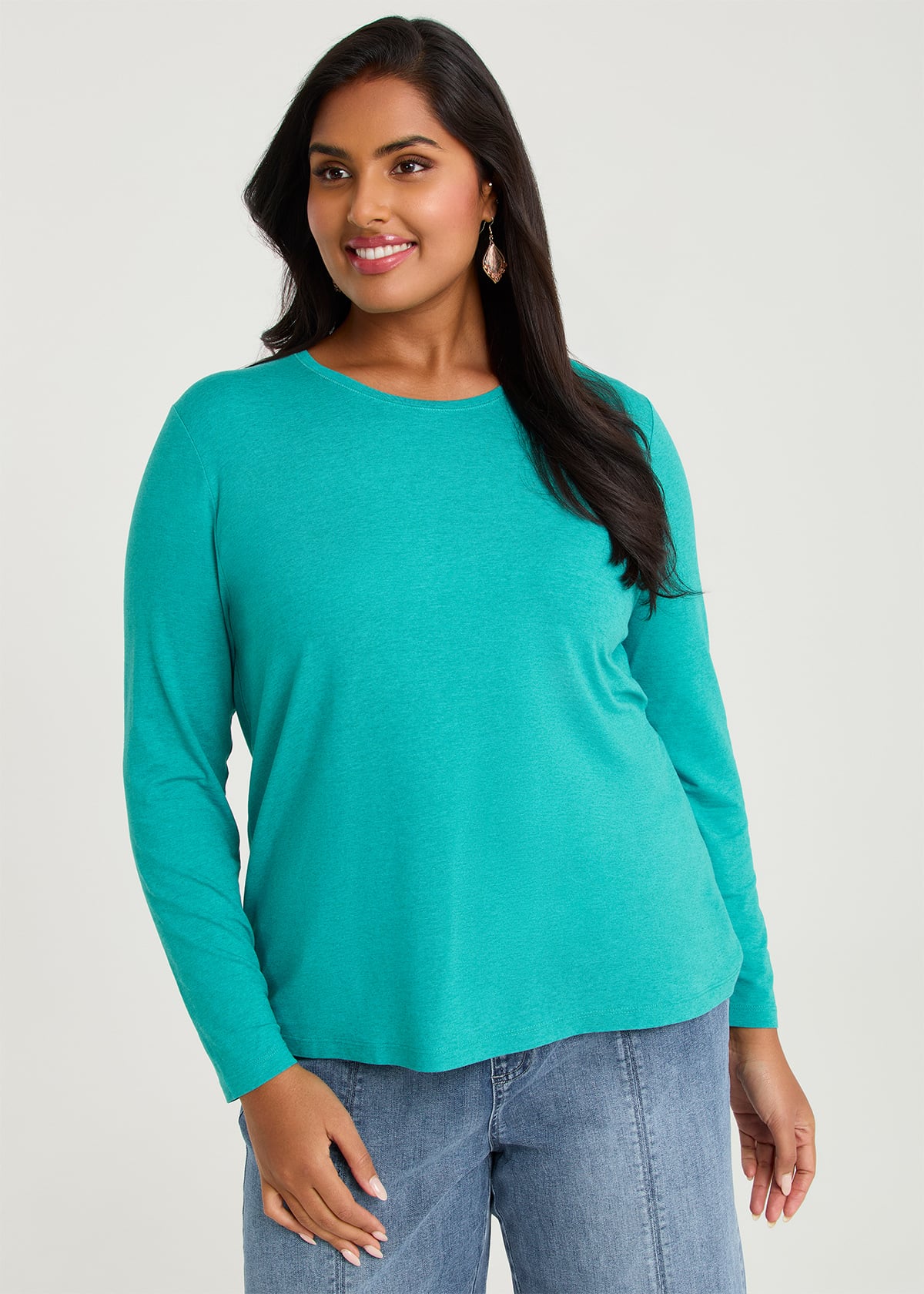 Taking Shape Australian Wool Modal Crew Neck Top Size 14 in Jade - Plus Size Women's Tops & T Shirts