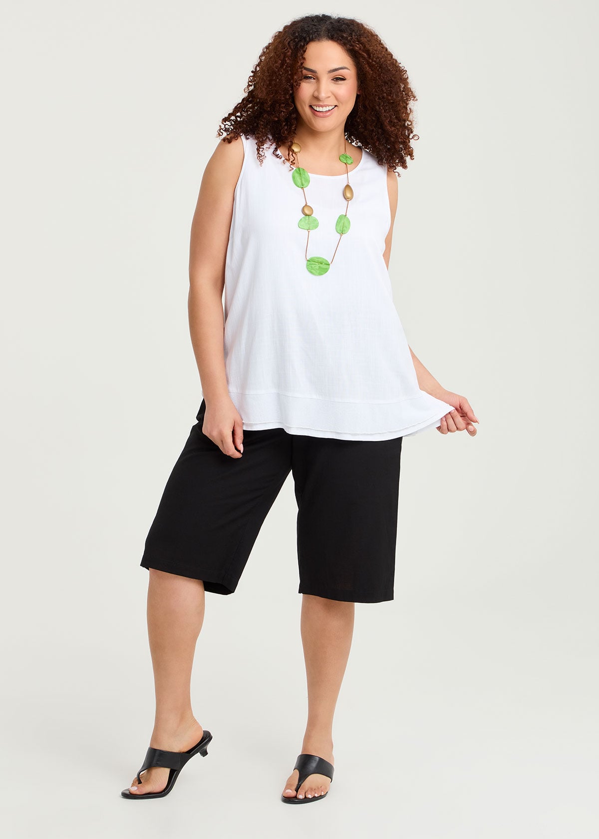 Taking Shape Cotton Linen Longline Short Size 22 in Black - Plus Size Women's Shorts