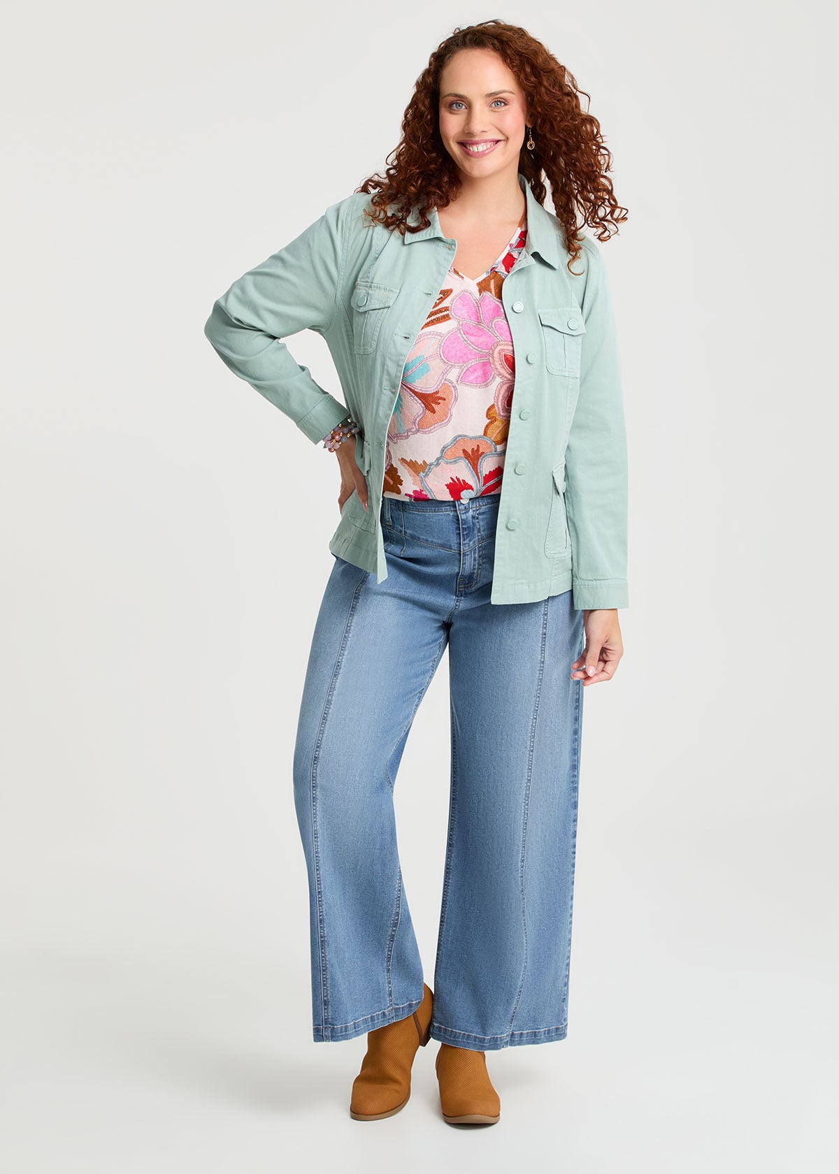 Cotton Seam Front Wide Leg Jean