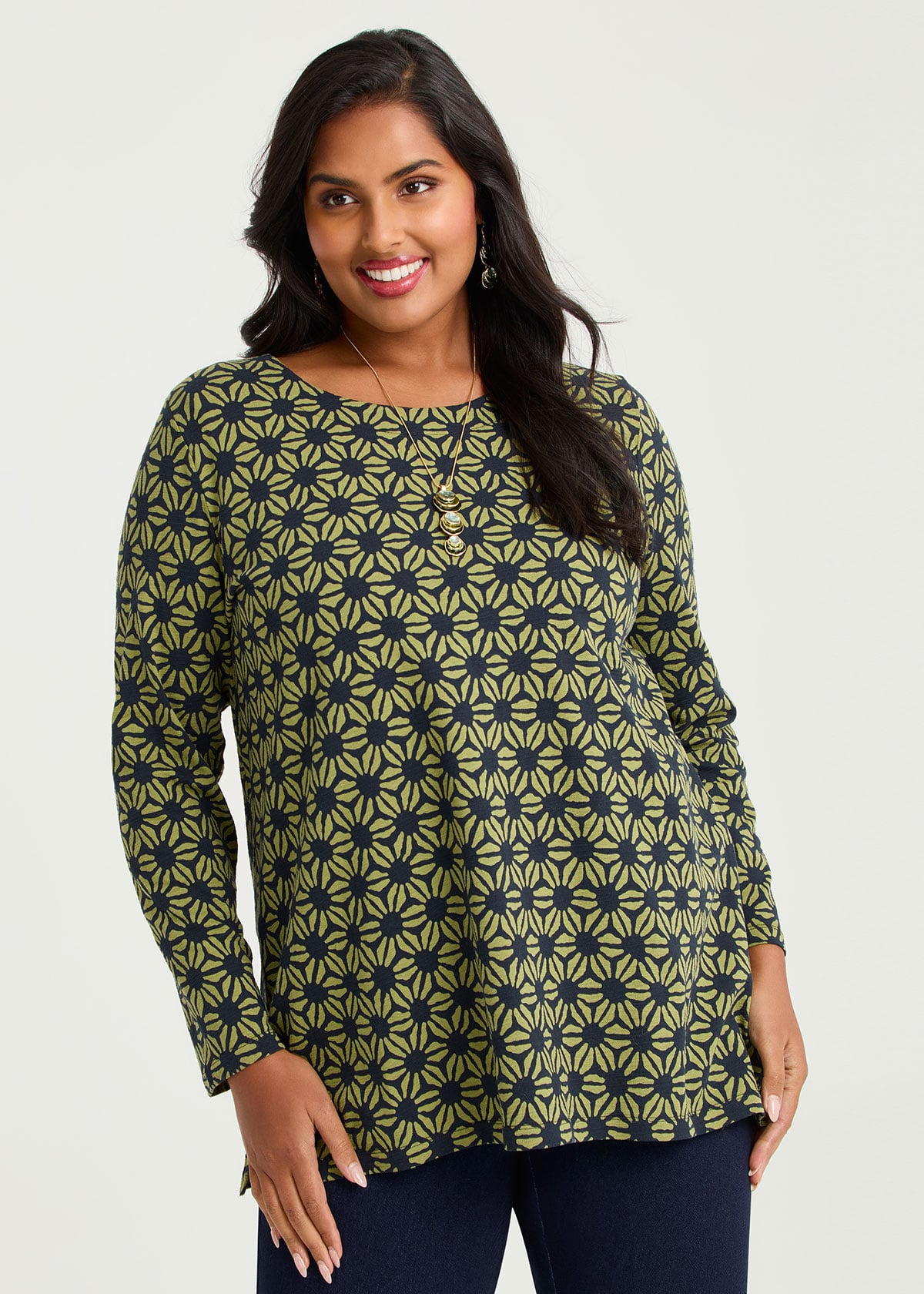 Cotton Geometric Flower Top