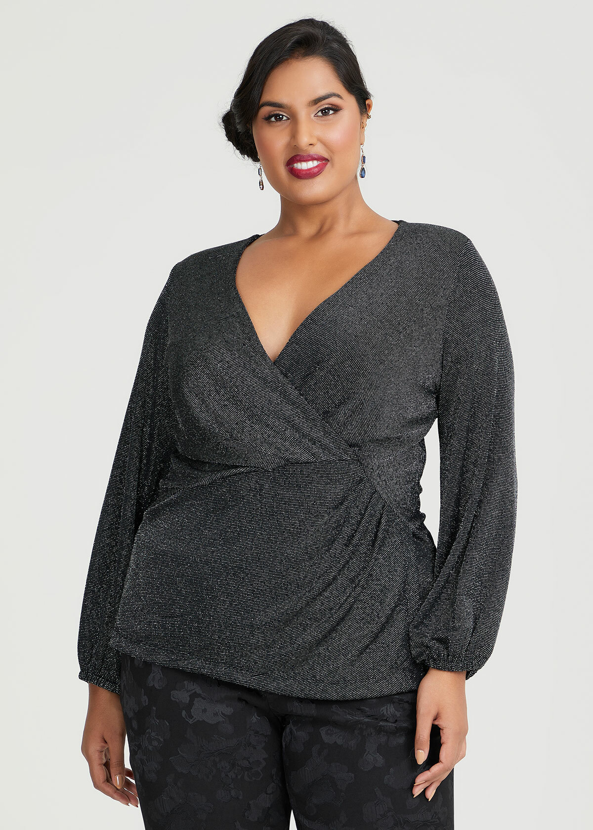 Shop Plus Size Ava Lurex Sparkle Knit Party Top in Black | Sizes 12-30 ...