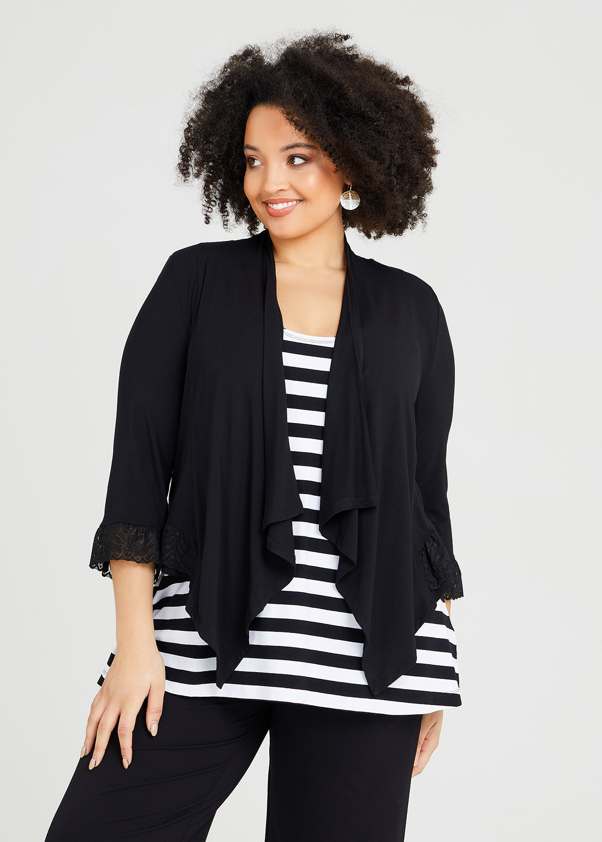 Shop Plus Size Bamboo Drape Cardigan in Black | Taking Shape AU