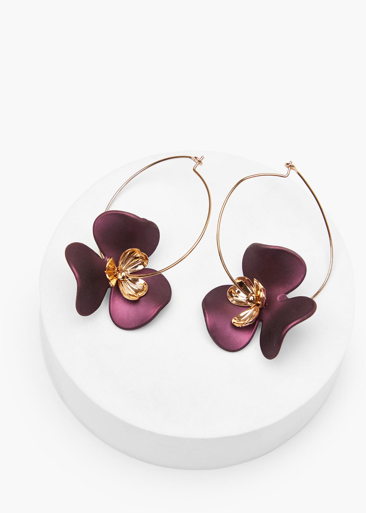 2 Petal Drop Hoop Earrings