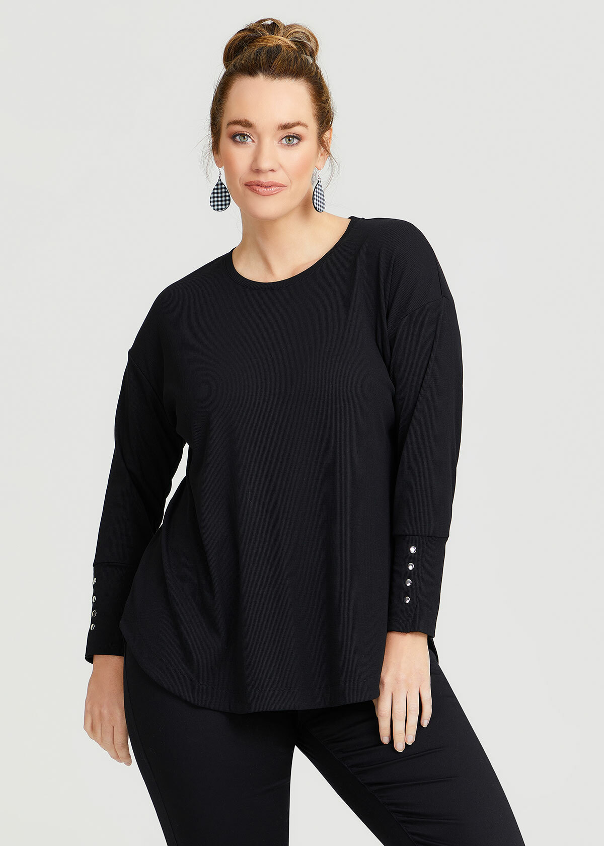 Shop Plus Size Rib Hi-lo Top in Black | Sizes 12-30 | Taking Shape NZ