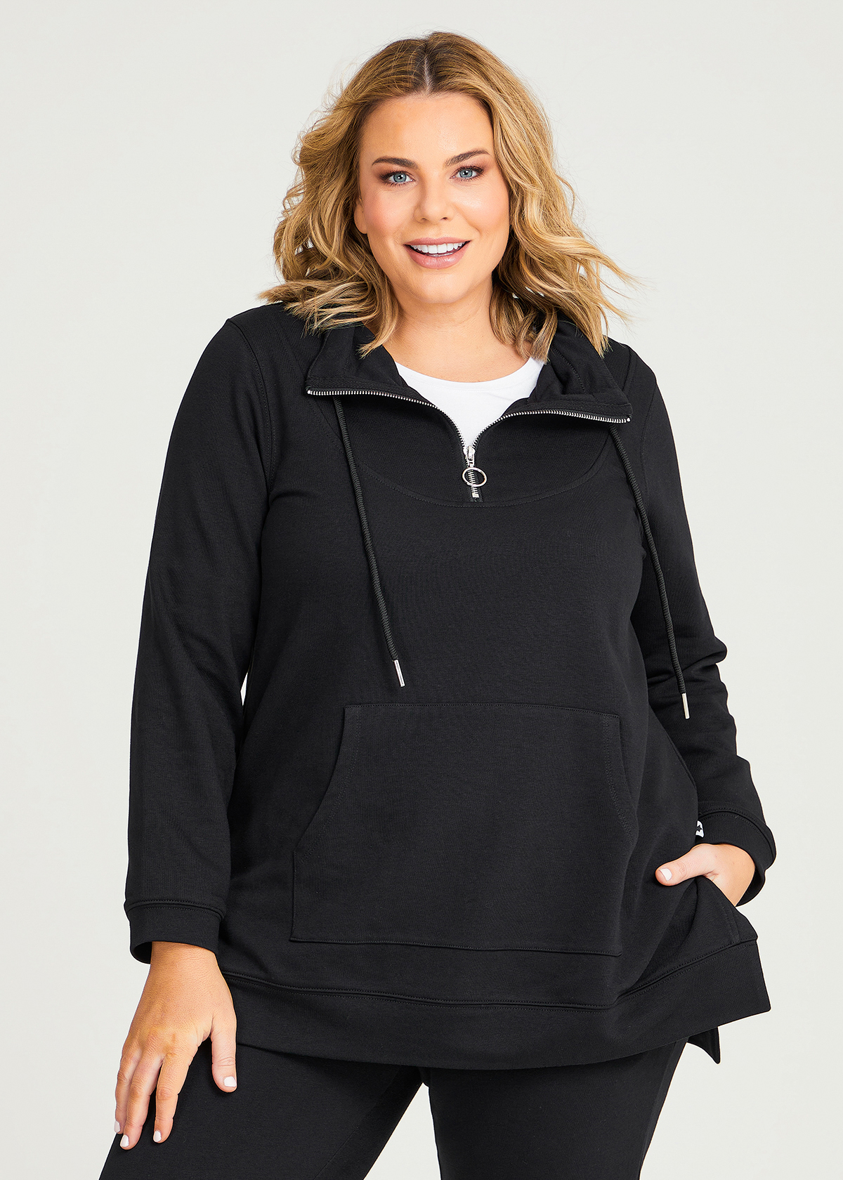 Shop Plus Size Funnel Neck Active Tunic in Black | Sizes 12-30 | Taking ...