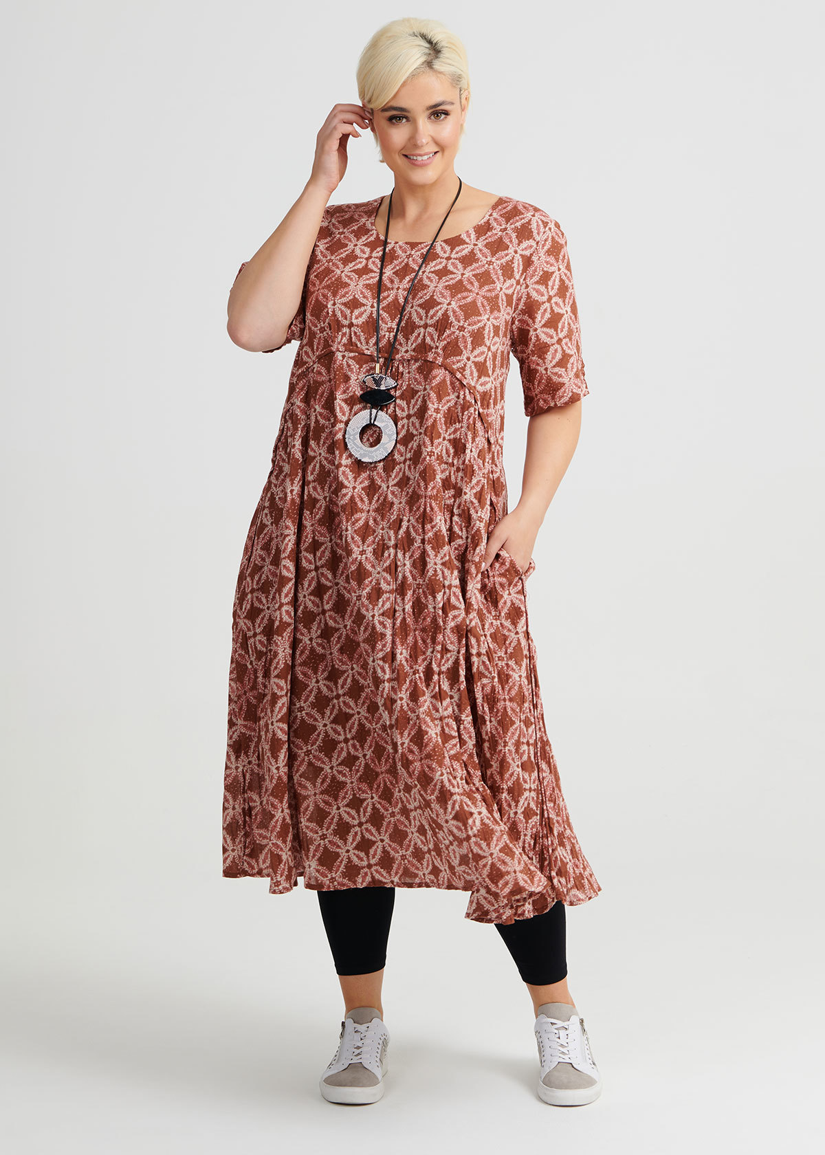 Shop Plus Size Batik Cotton Dress in Print Taking Shape AU