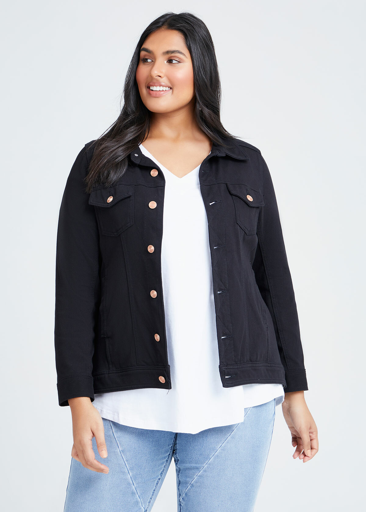 Shop Plus Size The Best Friend Denim Jacket in Black | Sizes 12-30 ...