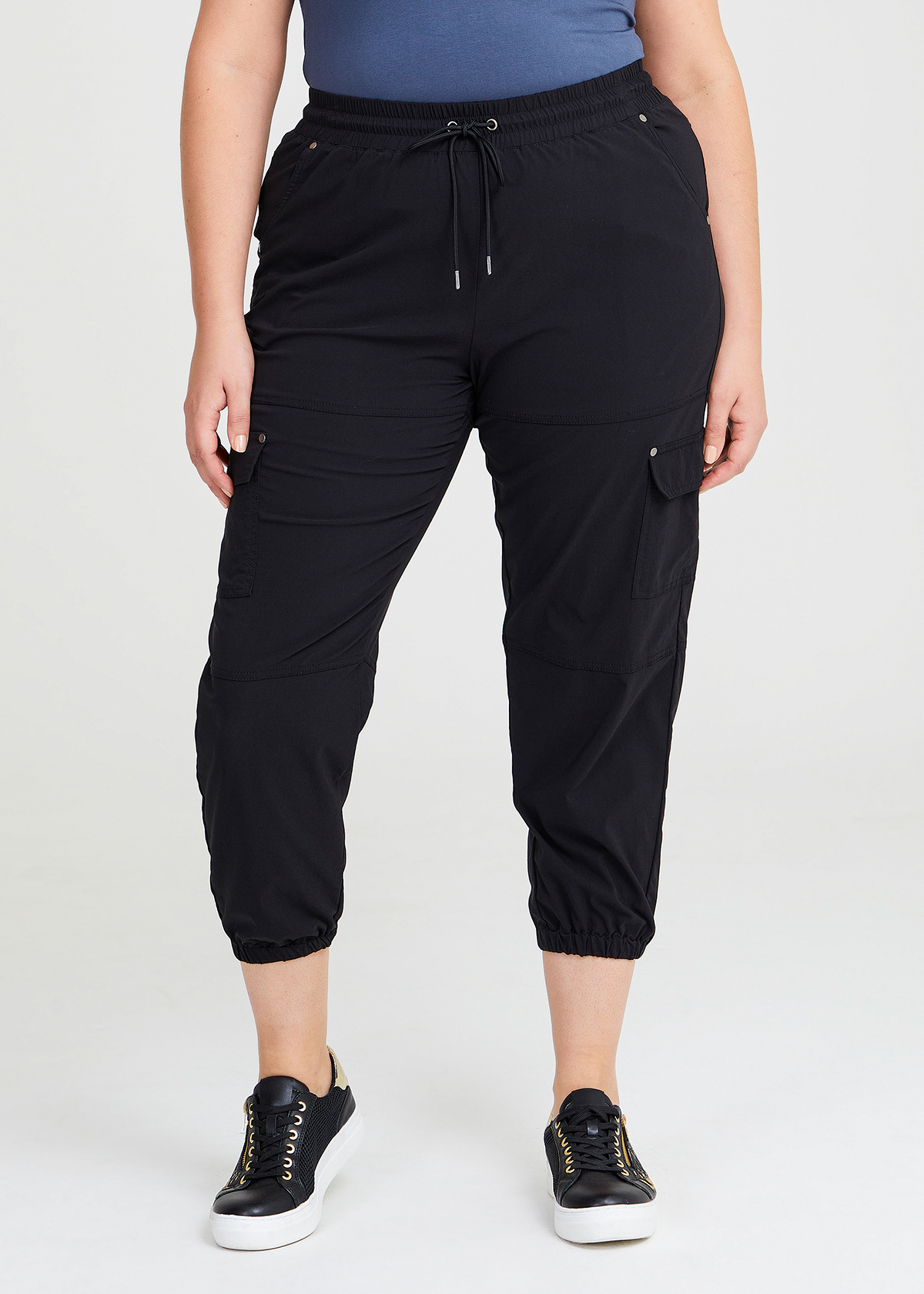 Shop Plus Size Castaway Tie Waist Cargo Pant in Black | Taking Shape AU