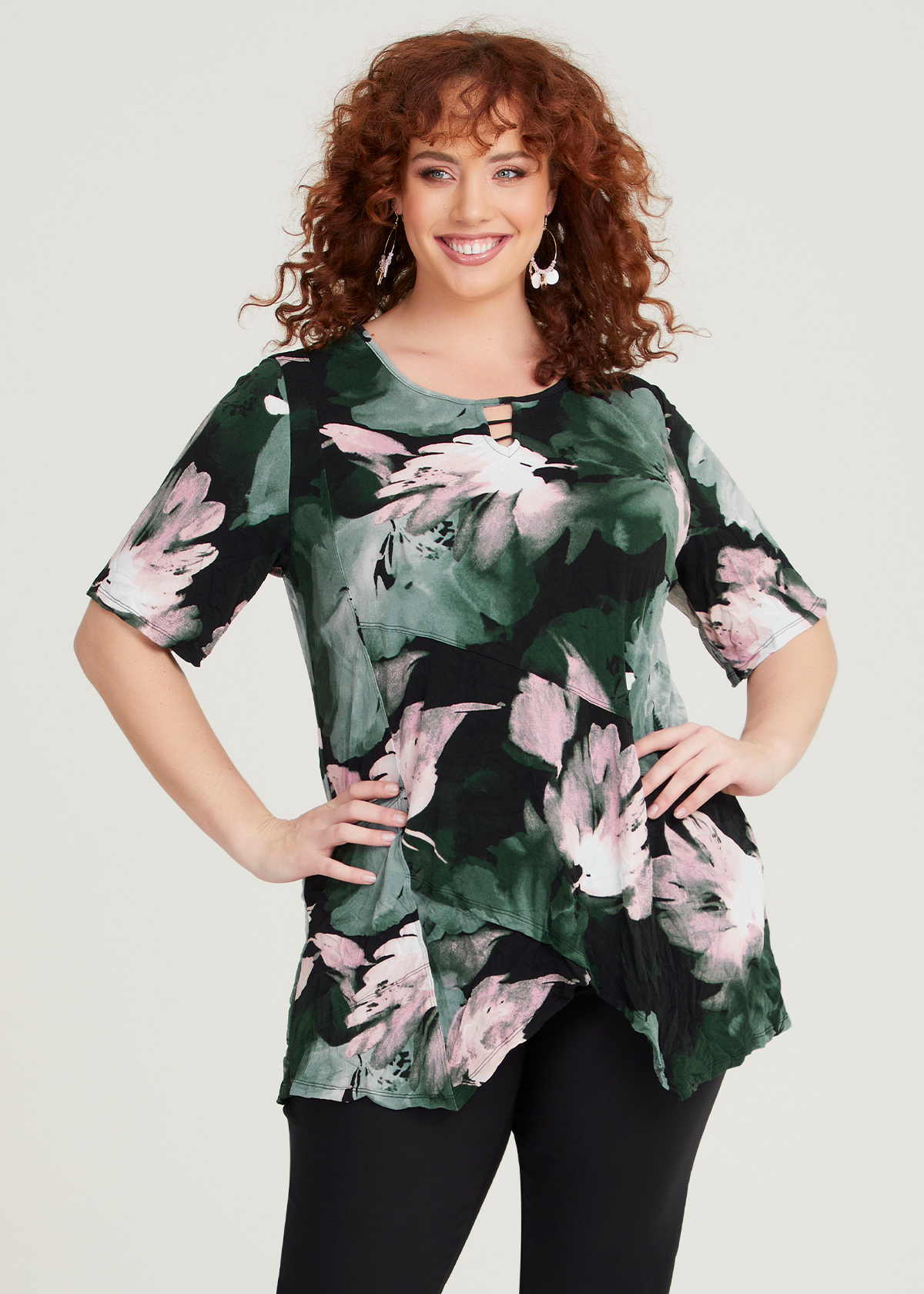 Shop Printed Keyhole Taylor Top in Multi, Sizes 12-30 | Taking Shape AU