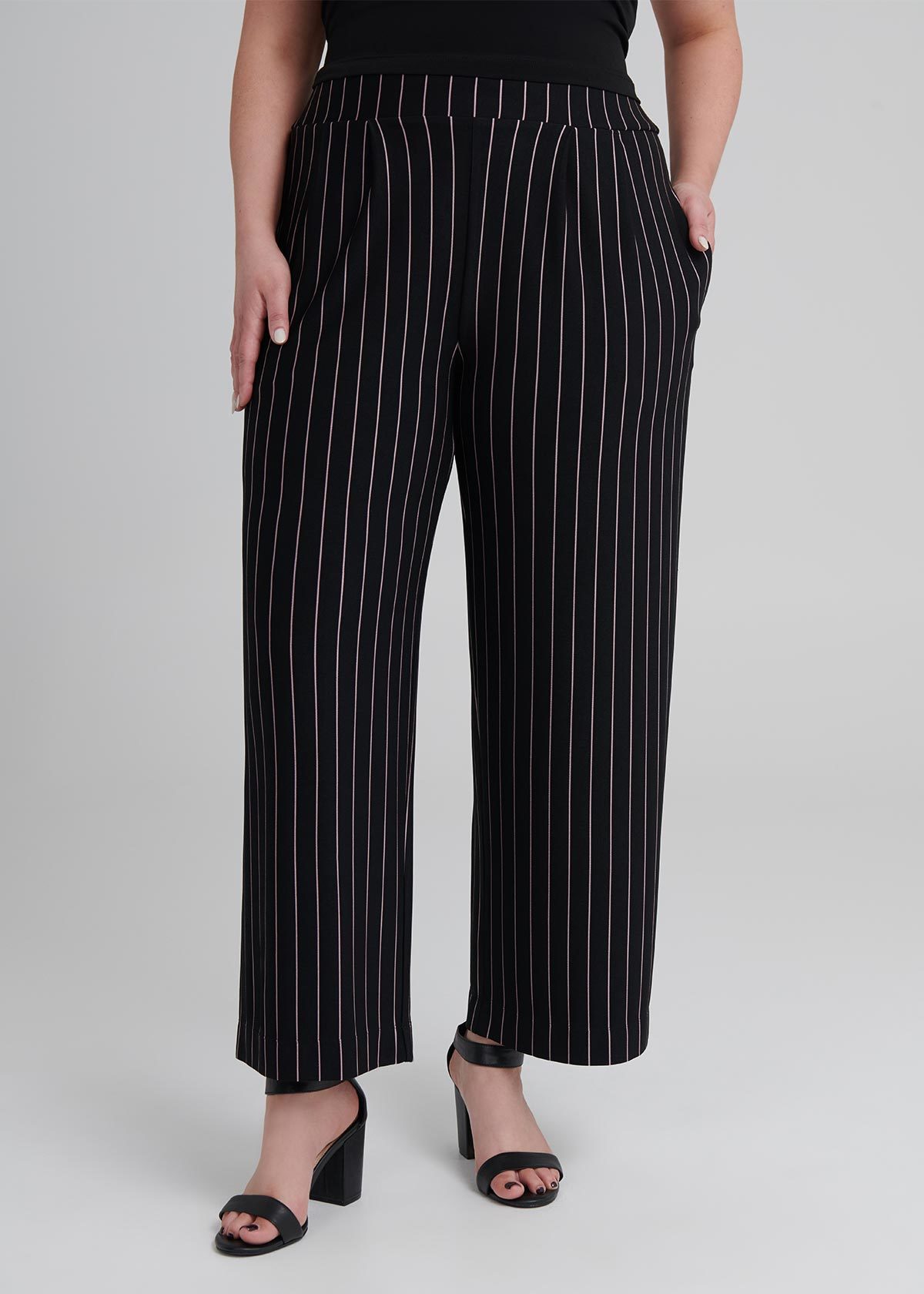 Shop Plus Size Tall Sileni Stripe Pant, Black Taking Shape AU