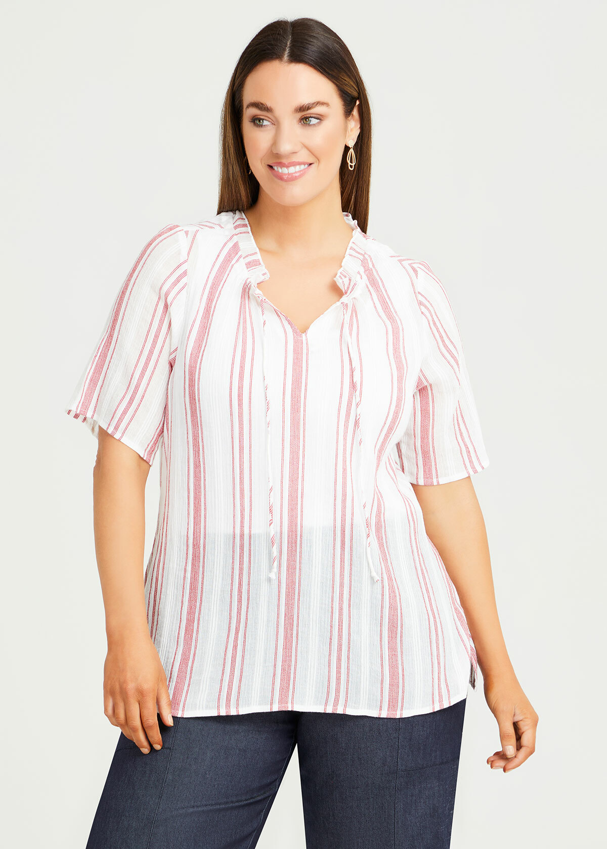 Shop Plus Size Maya Natural Blouse in Red Taking Shape AU