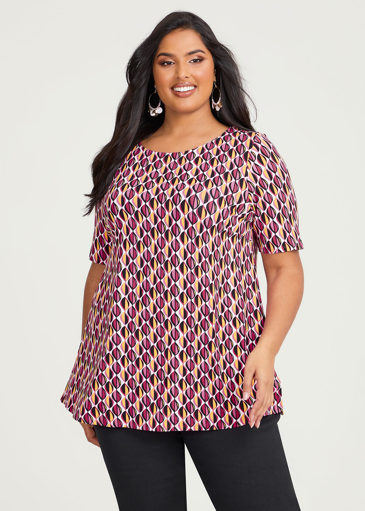 Shop Plus Size Natural Nora Geo Top in Multi | Taking Shape AU