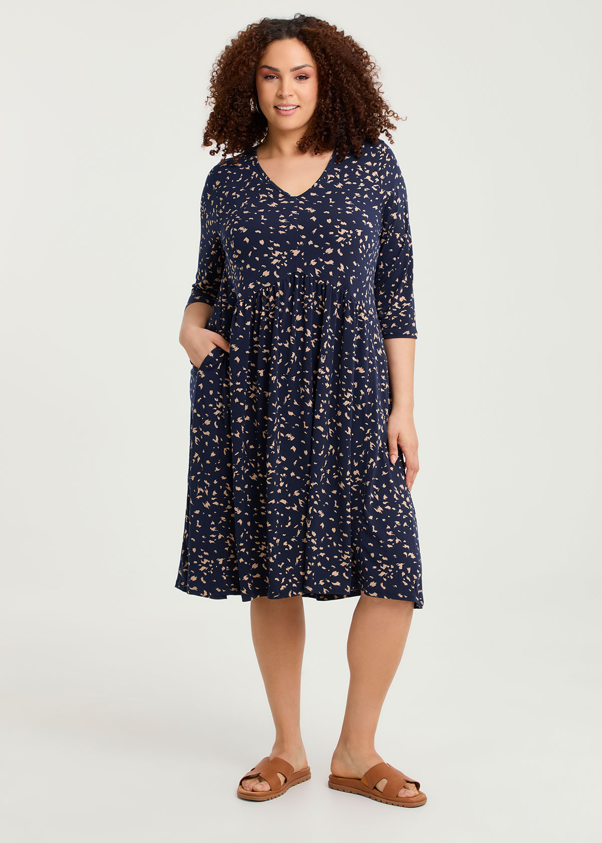 Taking Shape Eden Print Dress Size 18 in Navy Print - Plus Size Women's Dresses