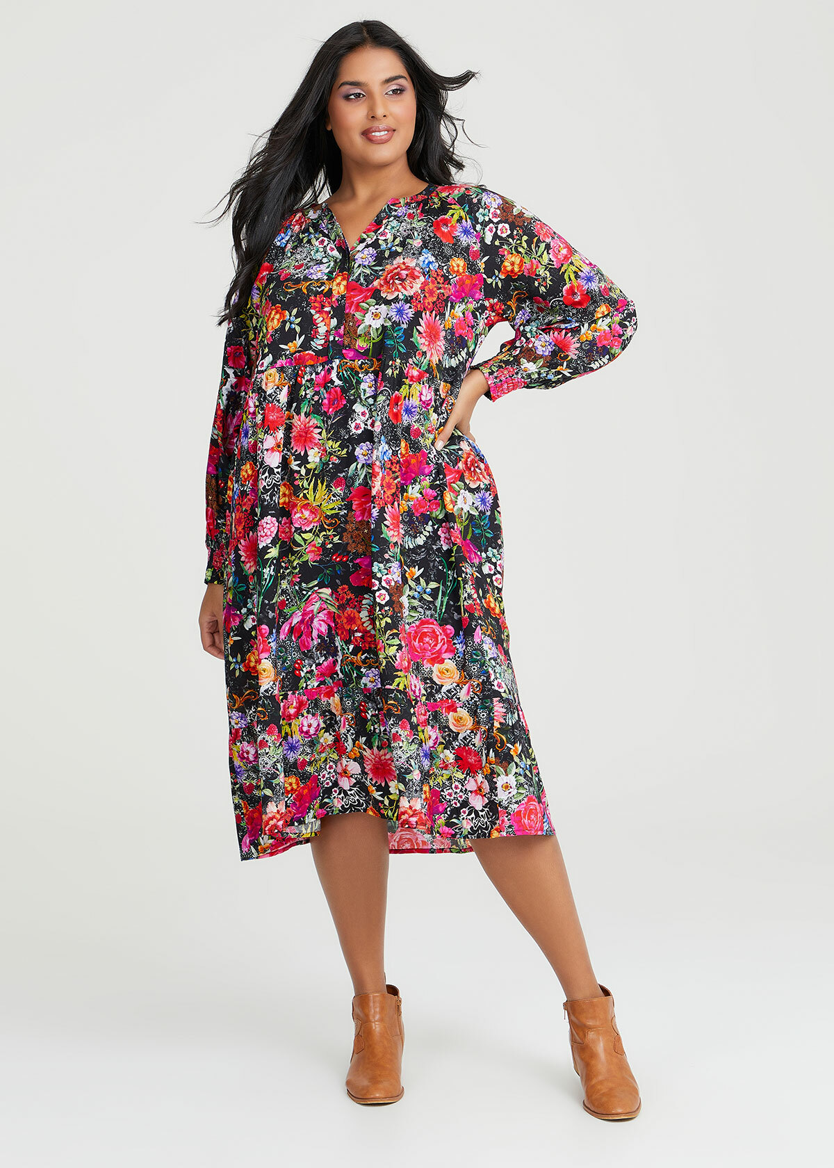 Shop Plus Size Natural Floral Fields Dress in Multi | Taking Shape AU