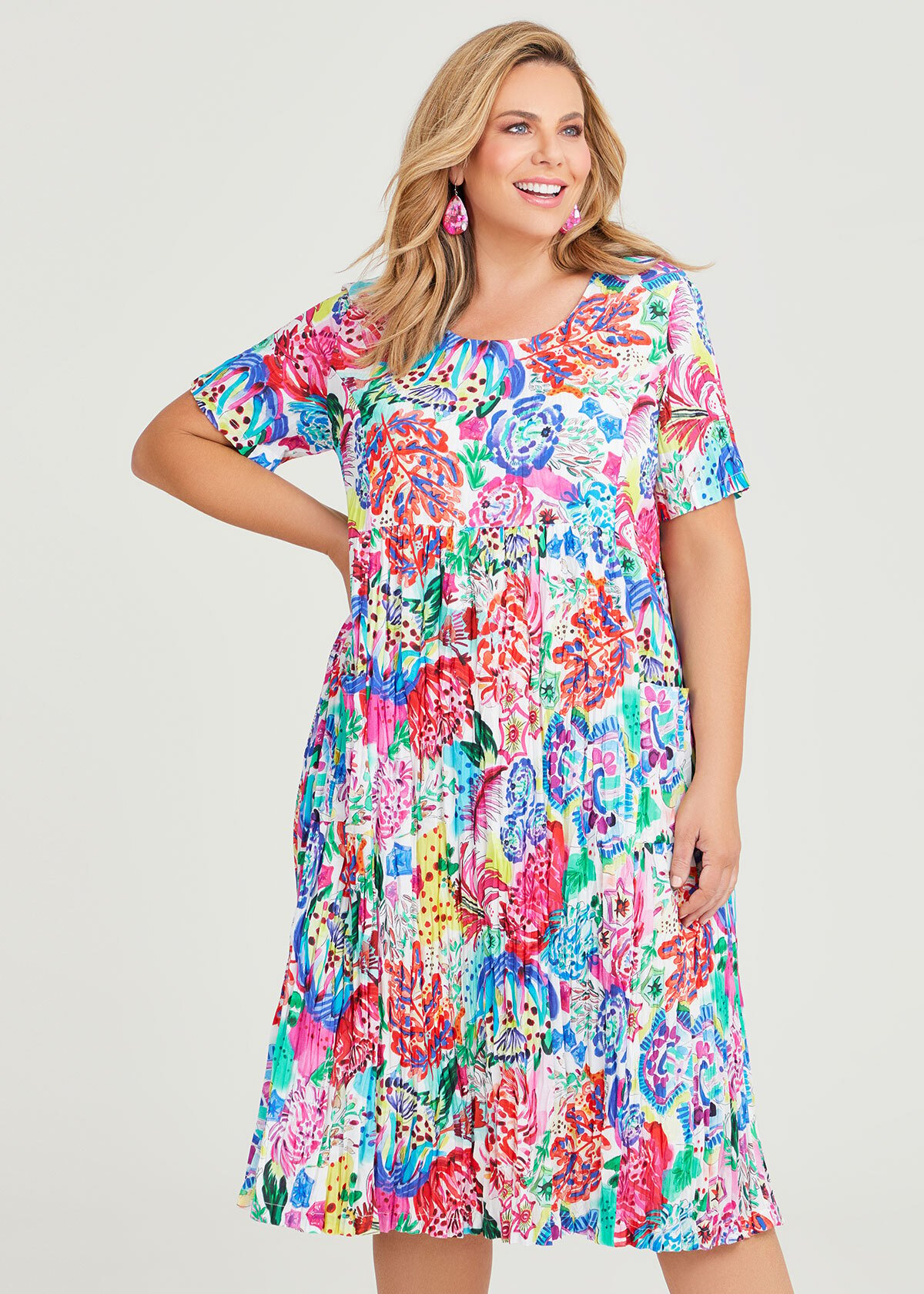 Shop Plus Size Cotton Watercolour Floral Dress in Multi | Taking Shape AU