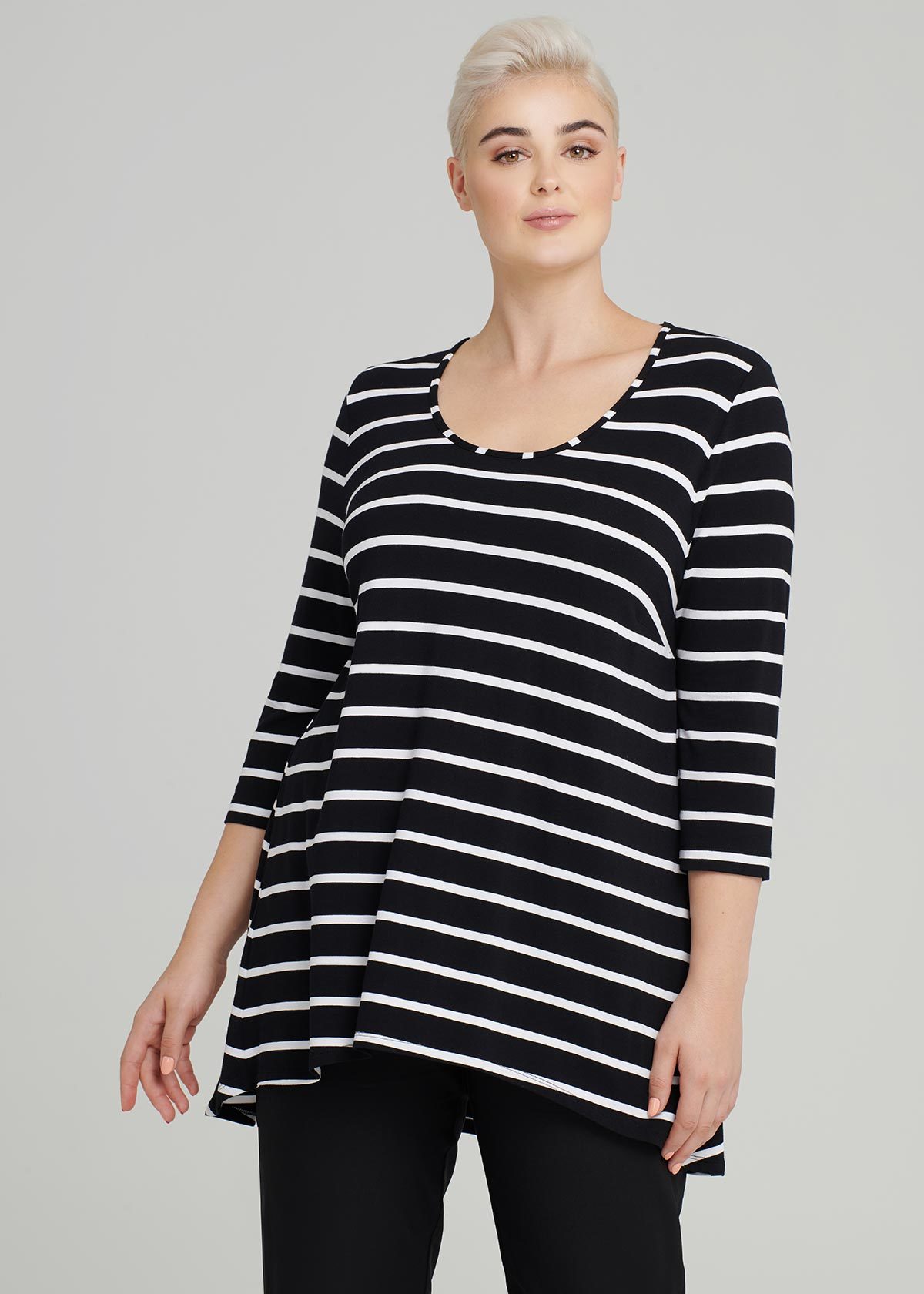 Shop Plus Size Cora Linear 3/4 Sleeve Top in Stripes | Taking Shape AU