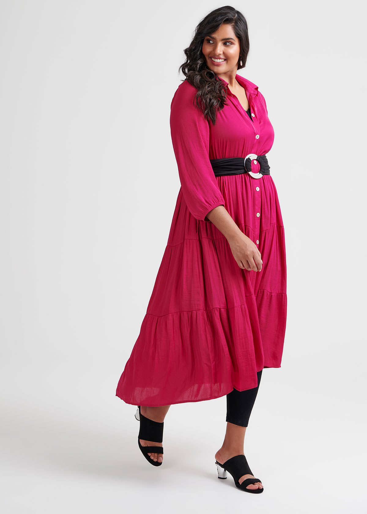 Shop Plus Size Luxe Bohemian Shirt Dress in Pink Taking Shape AU