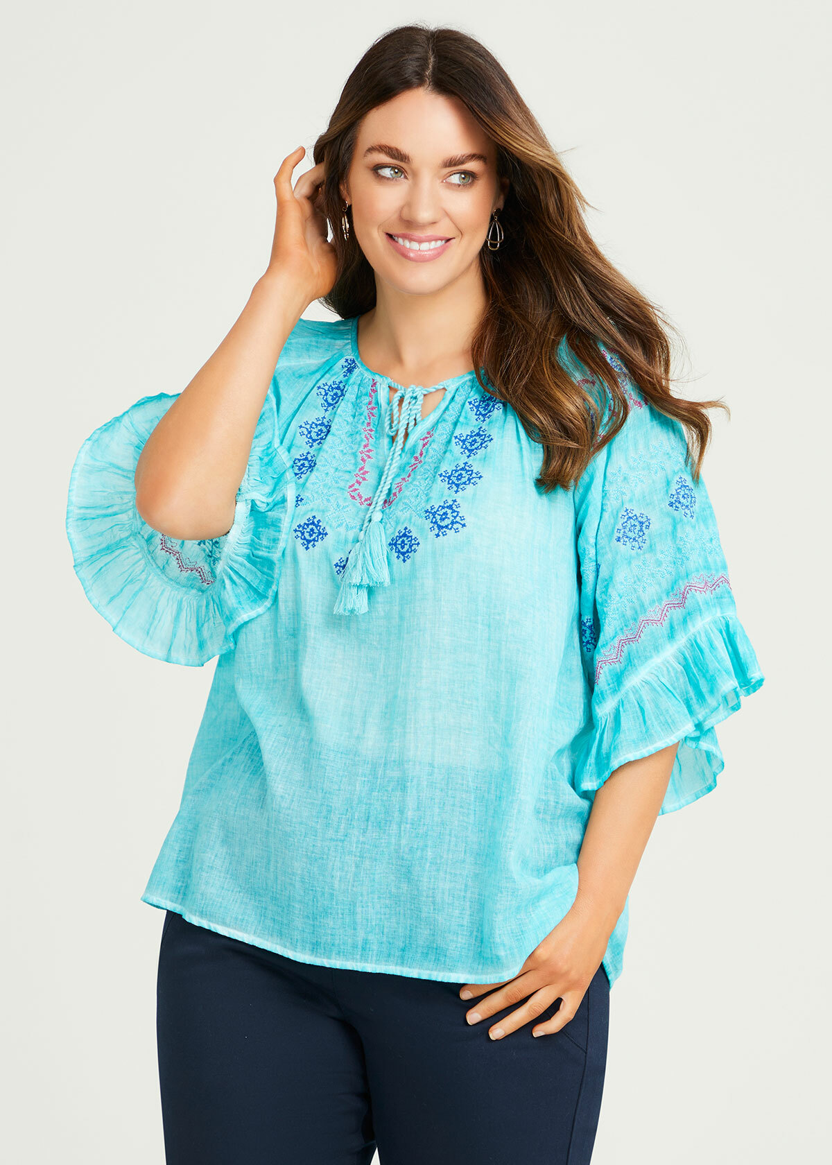 Shop Plus Size Cotton Pigment Print Top in Blue | Taking Shape AU