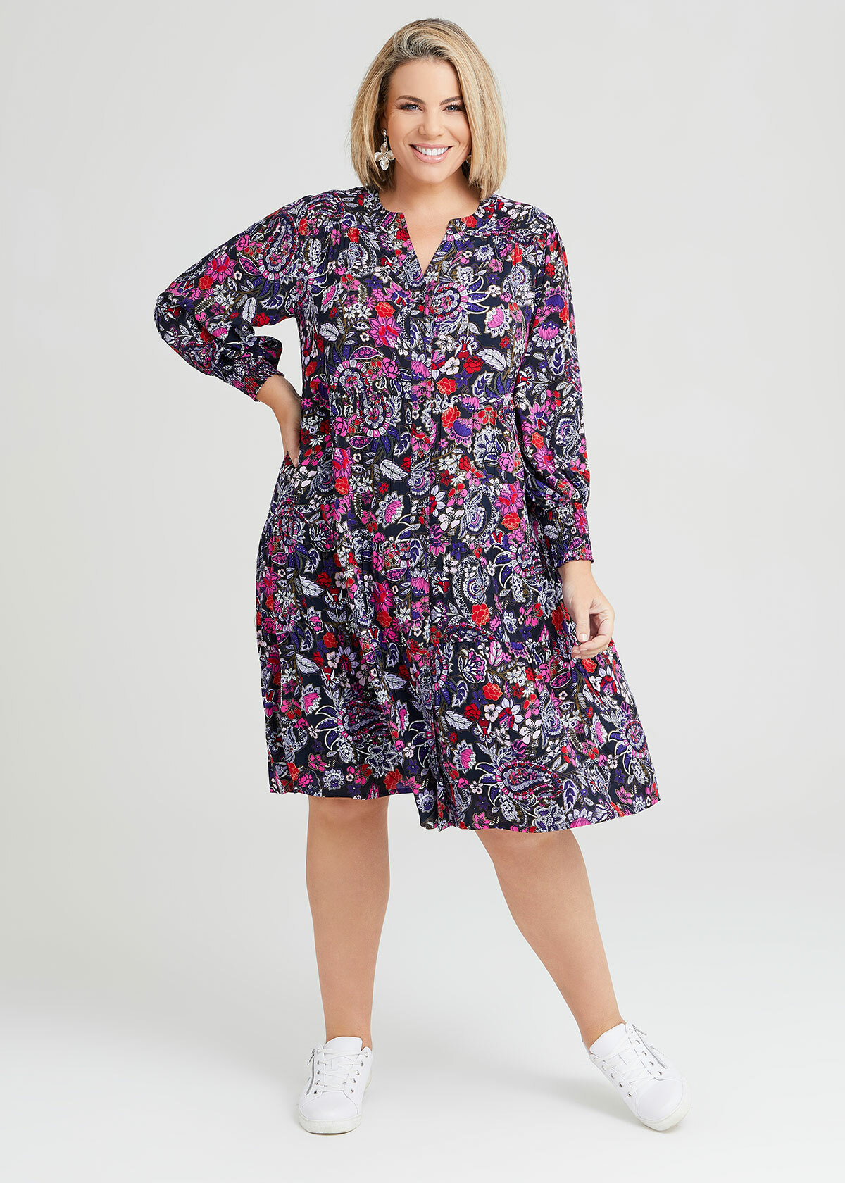 Shop Plus Size Natural Paisley Floral Dress in Multi | Sizes 12-30 ...