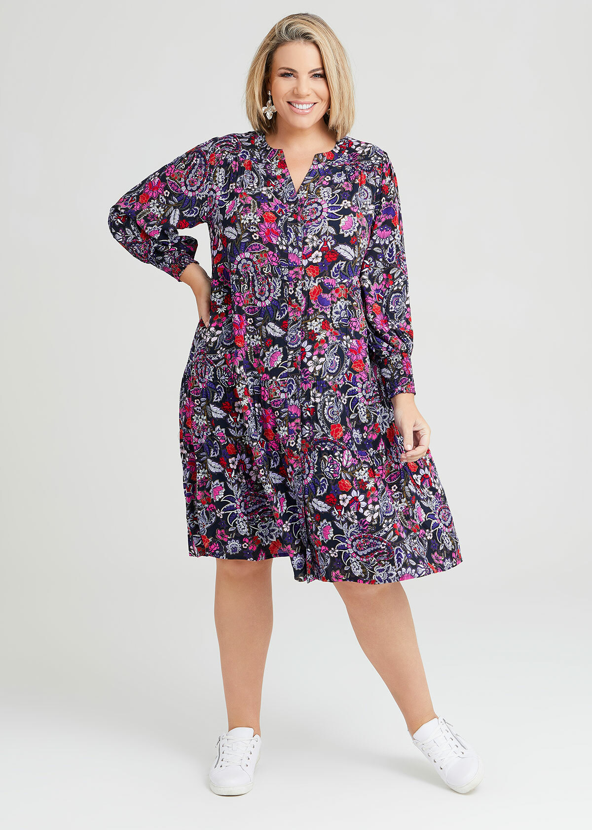 Shop Plus Size Natural Paisley Floral Dress in Multi | Taking Shape AU