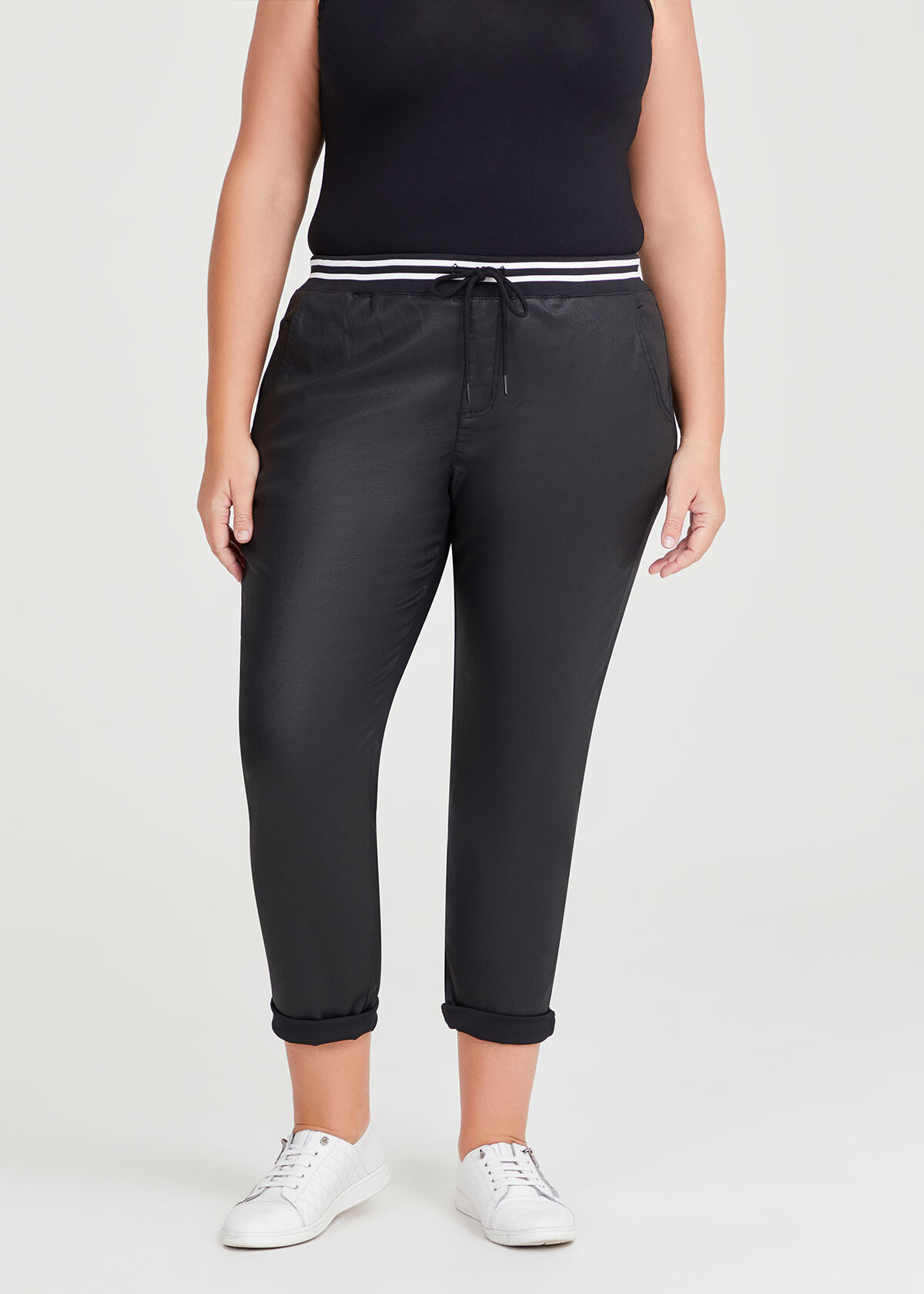 Shop Plus Size Coated Denim Pull On Jogger in Black | Taking Shape AU