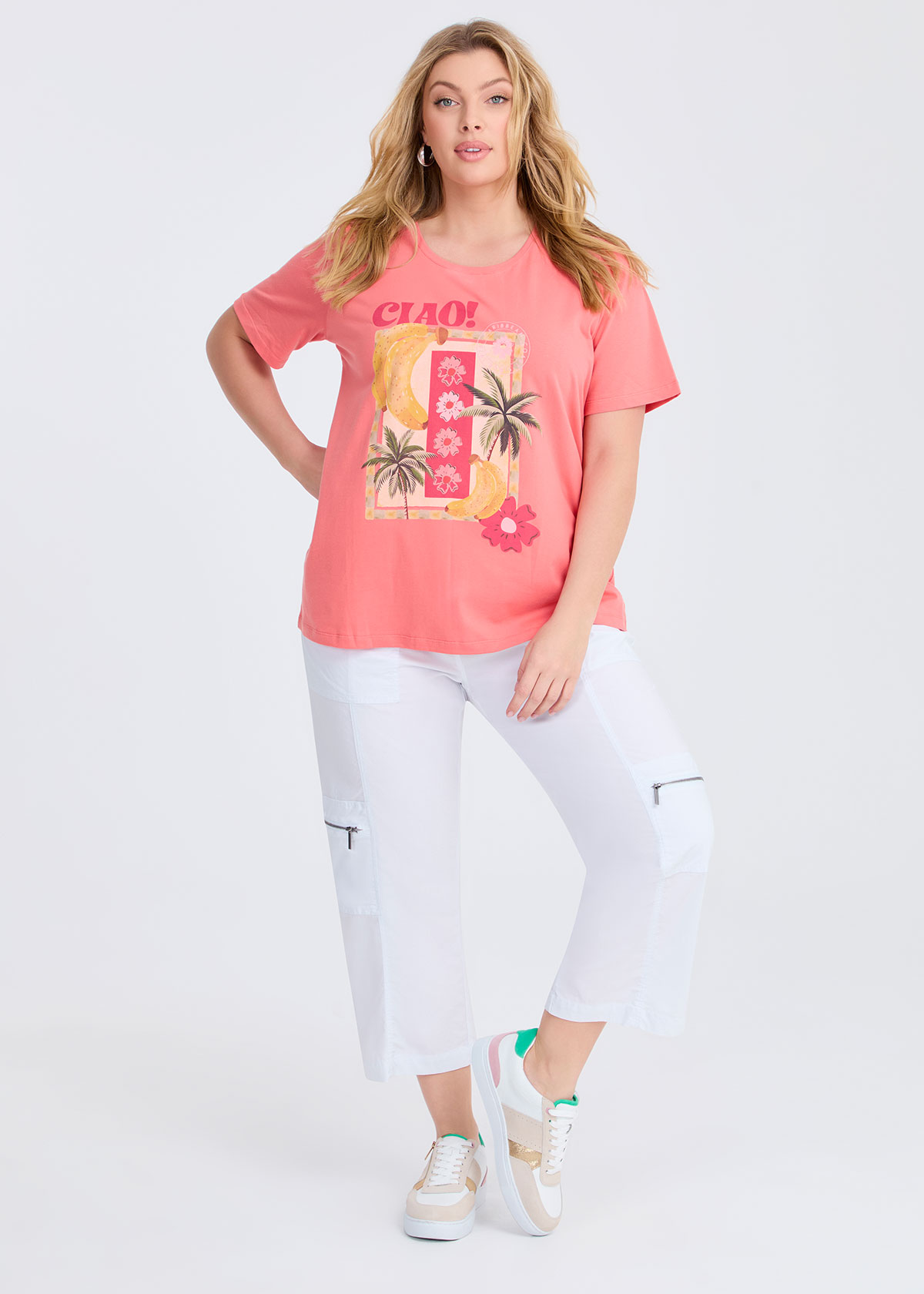 Taking Shape Castaway Cargo 3 / 4 Pocket Pant Size 12 in White, Natural Viscose - Plus Size Women's Bottoms