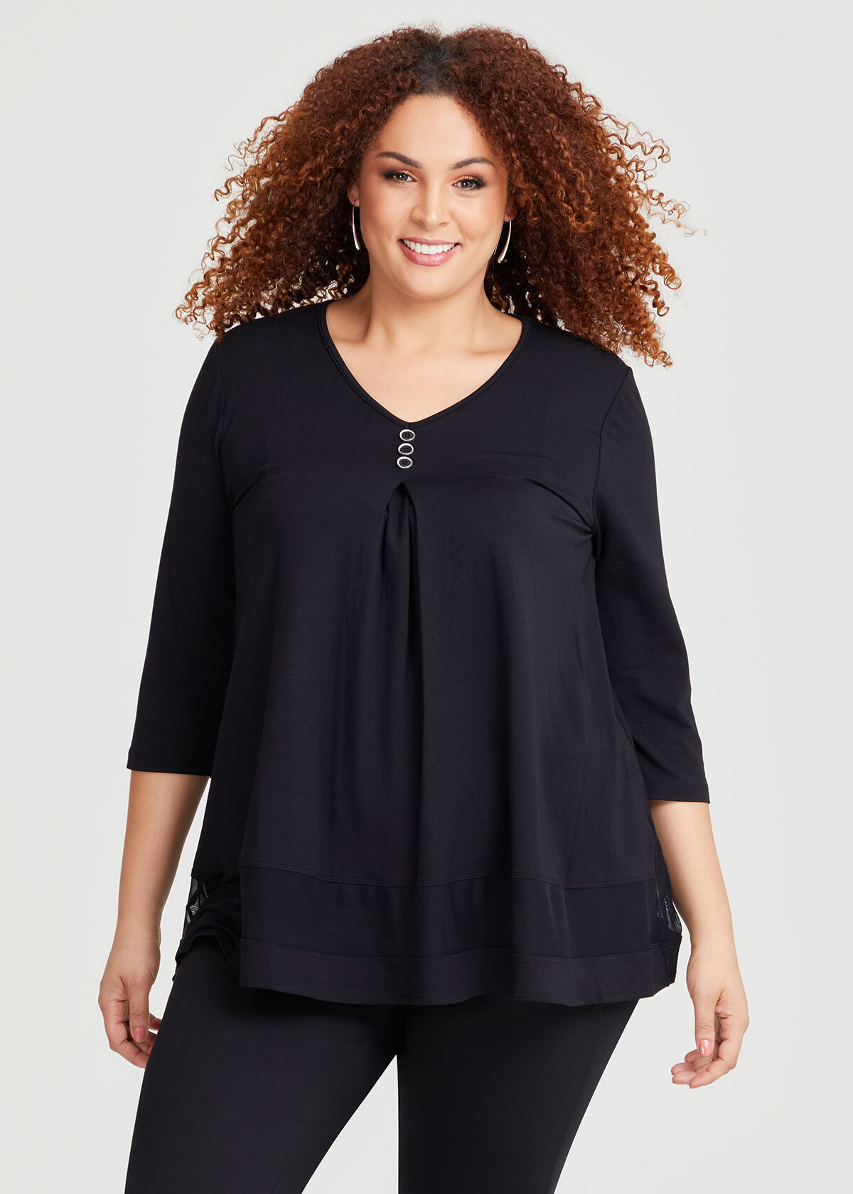 Shop Plus Size Button Detail Bamboo Top in Black | Sizes 12-30 | Taking ...