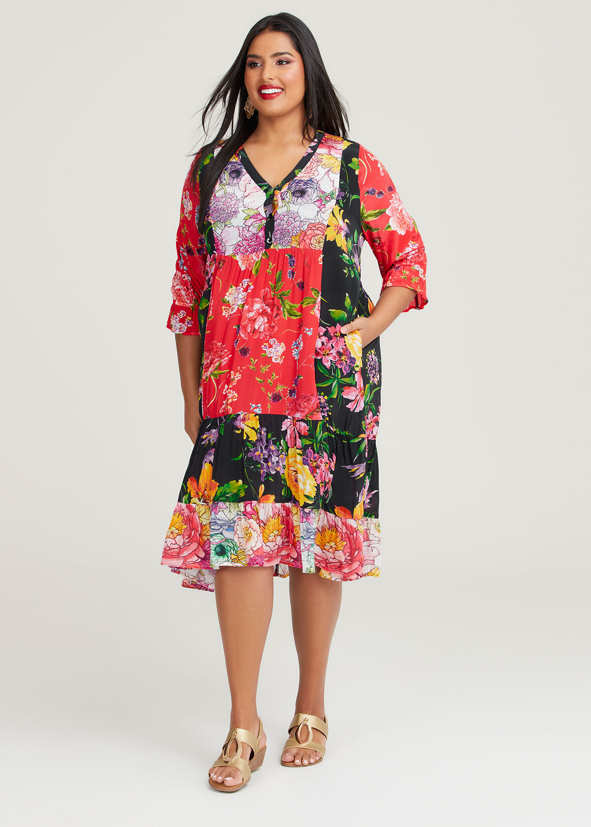 Shop Plus Size Natural Garden Party Dress in Multi | Taking Shape AU