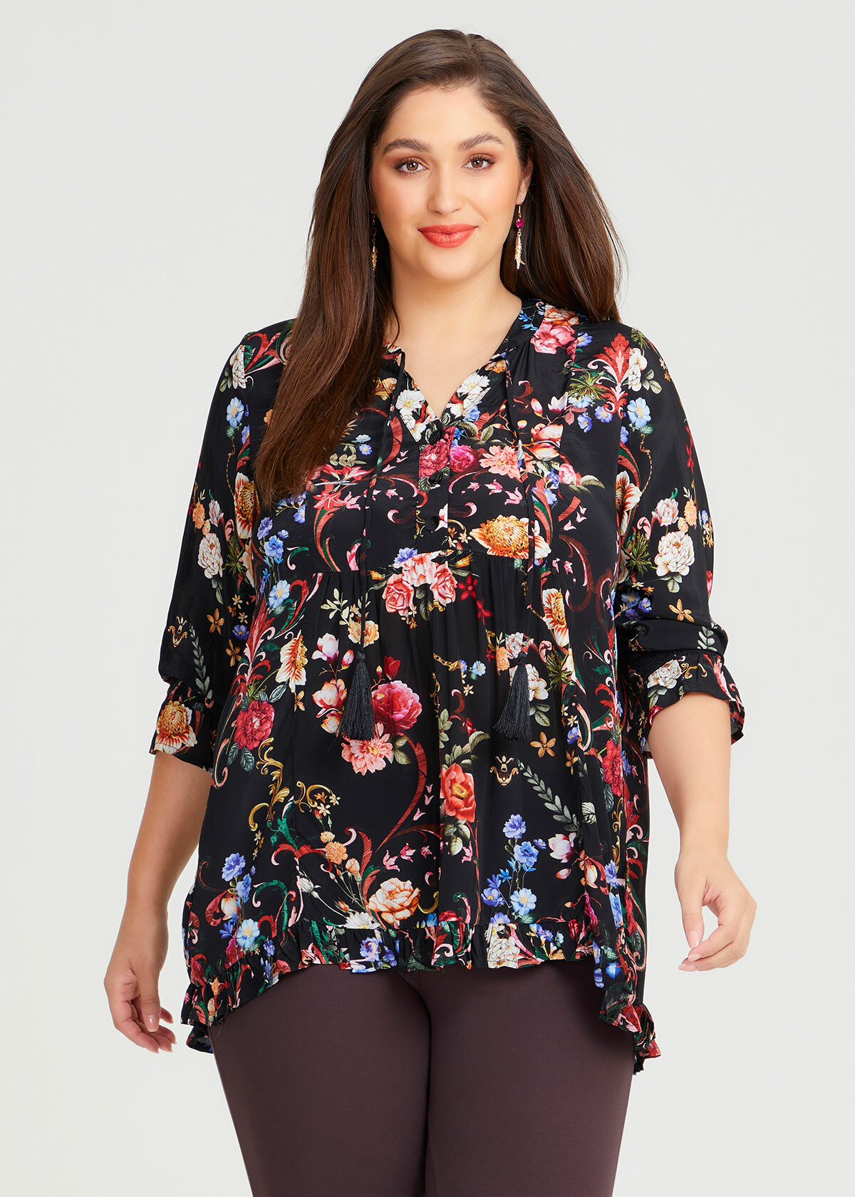 Shop Plus Size Natural Winter Floral Top in Multi | Taking Shape AU