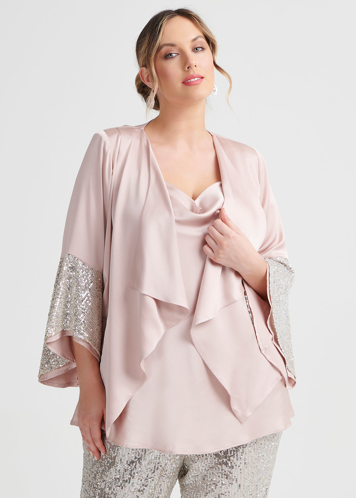 Shop Plus Size Sparkle And Shine Sequin Bolero in Pink | Taking Shape AU