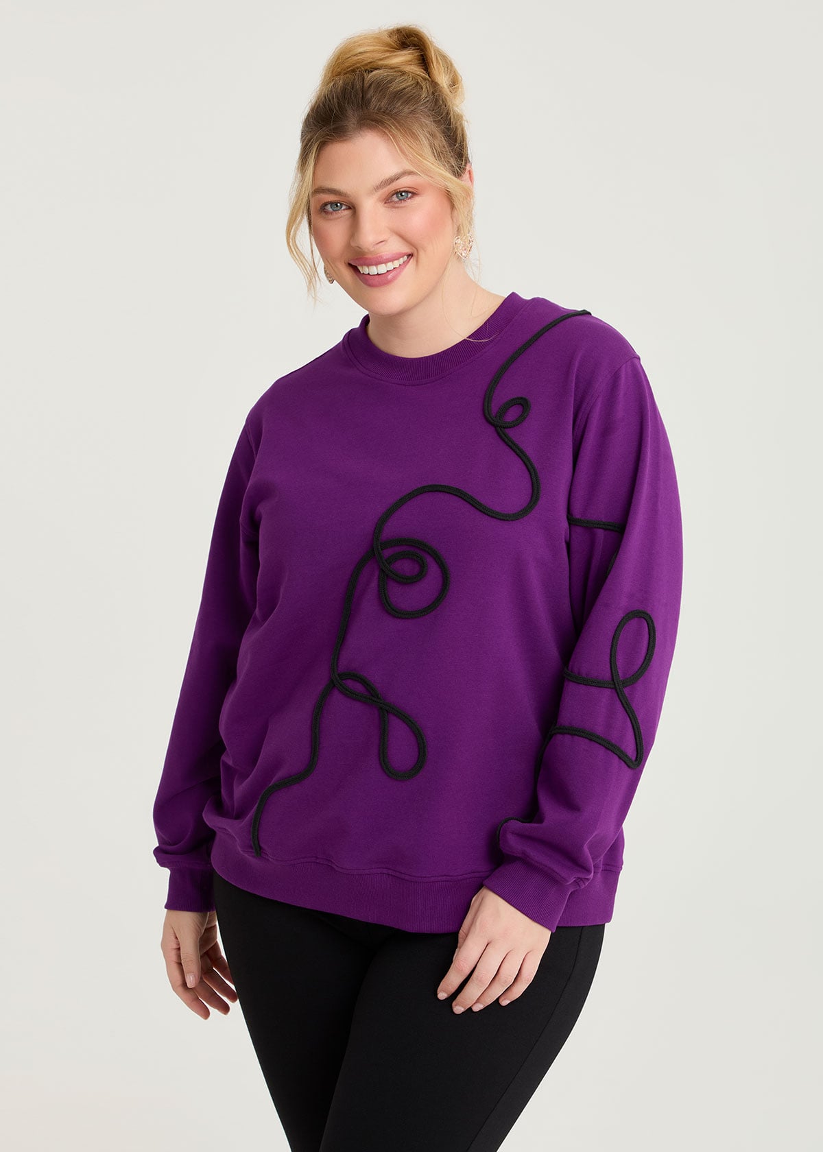 Cotton Cord Applique Sweatshirt