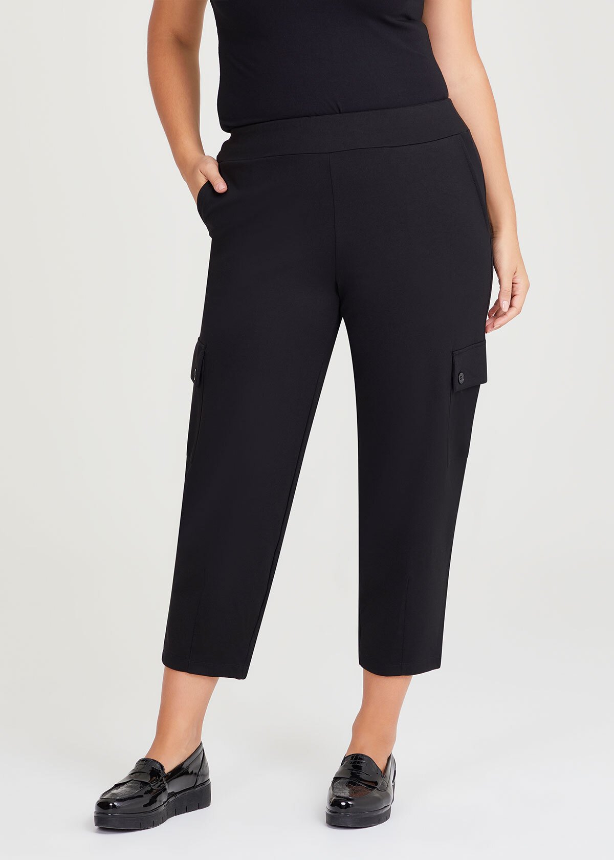 Shop Plus Size Bamboo Ponte Cargo Pant in Black | Sizes 12-30 | Taking ...