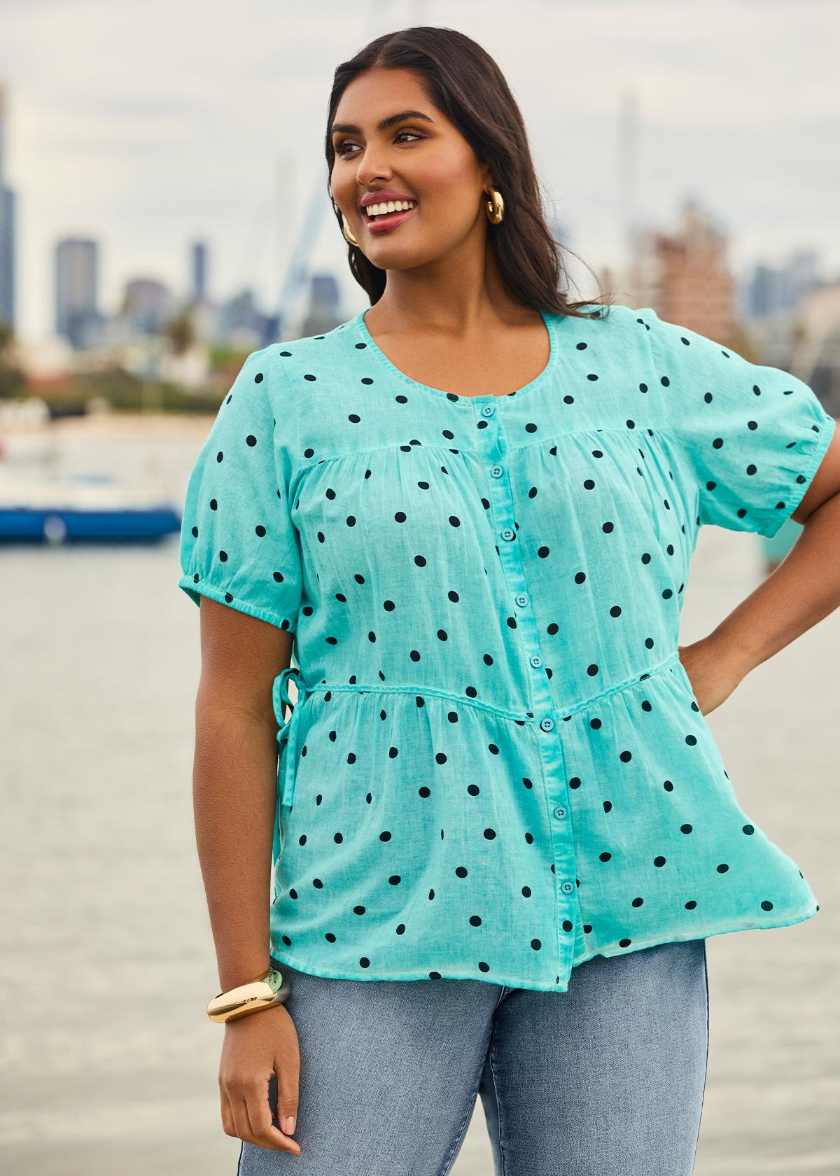 Cotton Tiered Spot Top
