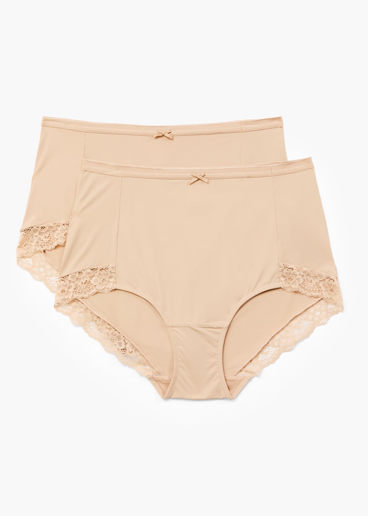 Taking Shape 2 Pack Micro Lace Trim Briefs Size 26 in Nude - Plus Size Women's Underwear