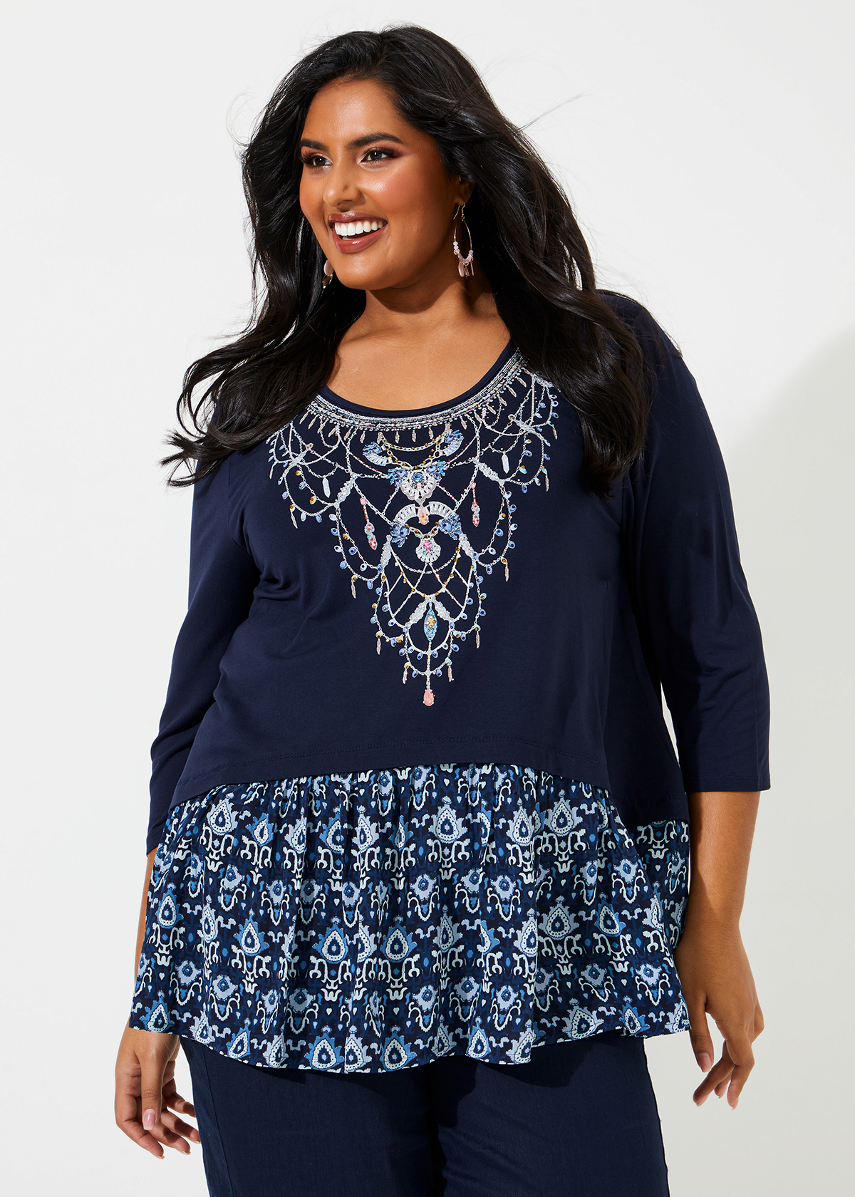 Shop Plus Size Bijou Natural Tier Hem Tunic in Blue | Taking Shape AU