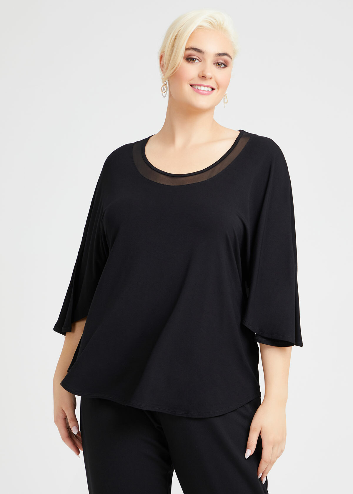 Shop Plus Size Bamboo Mesh Out & About Top in Black | Taking Shape AU