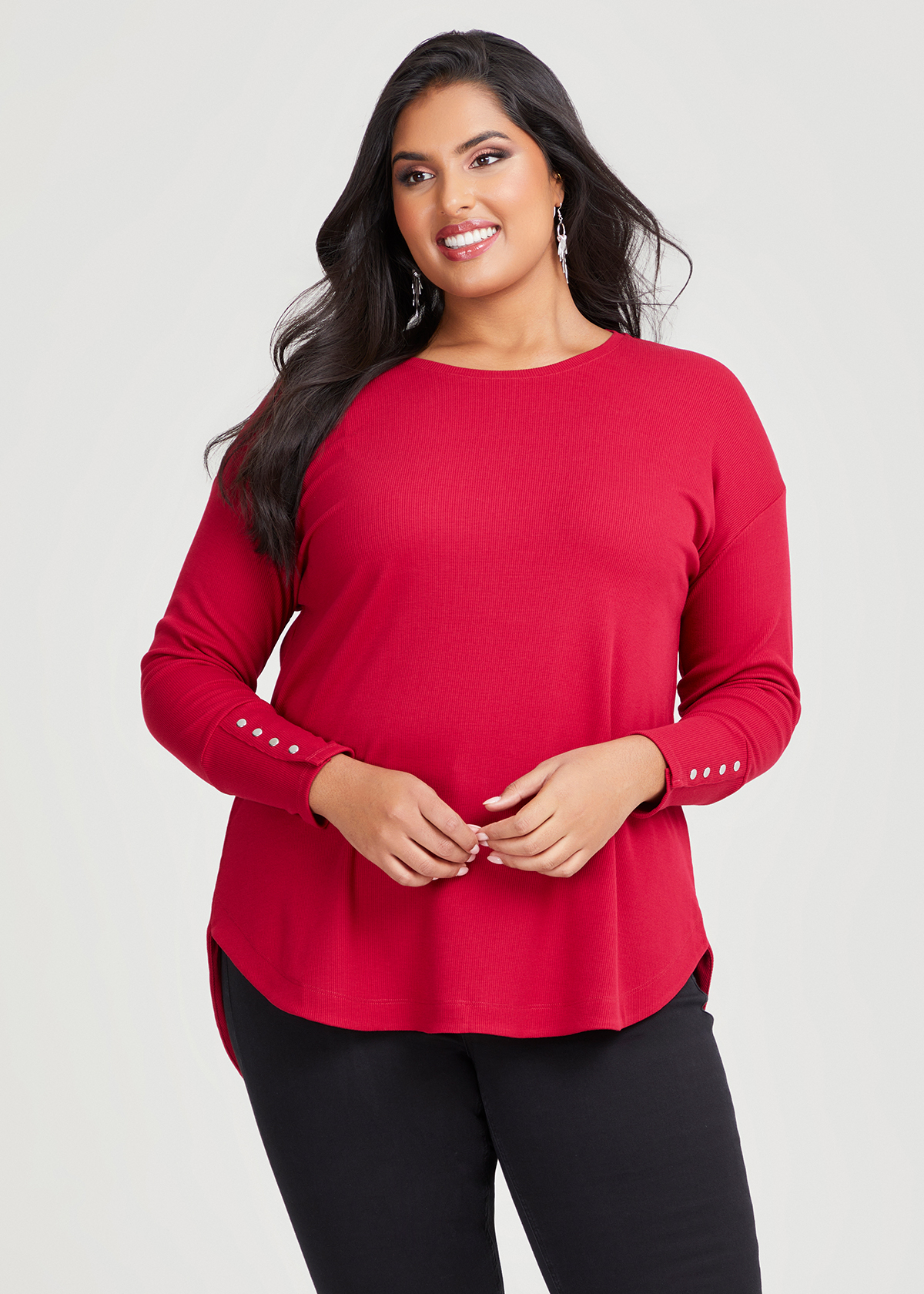 Shop Plus Size Rib Hi-lo Top in Red | Taking Shape AU