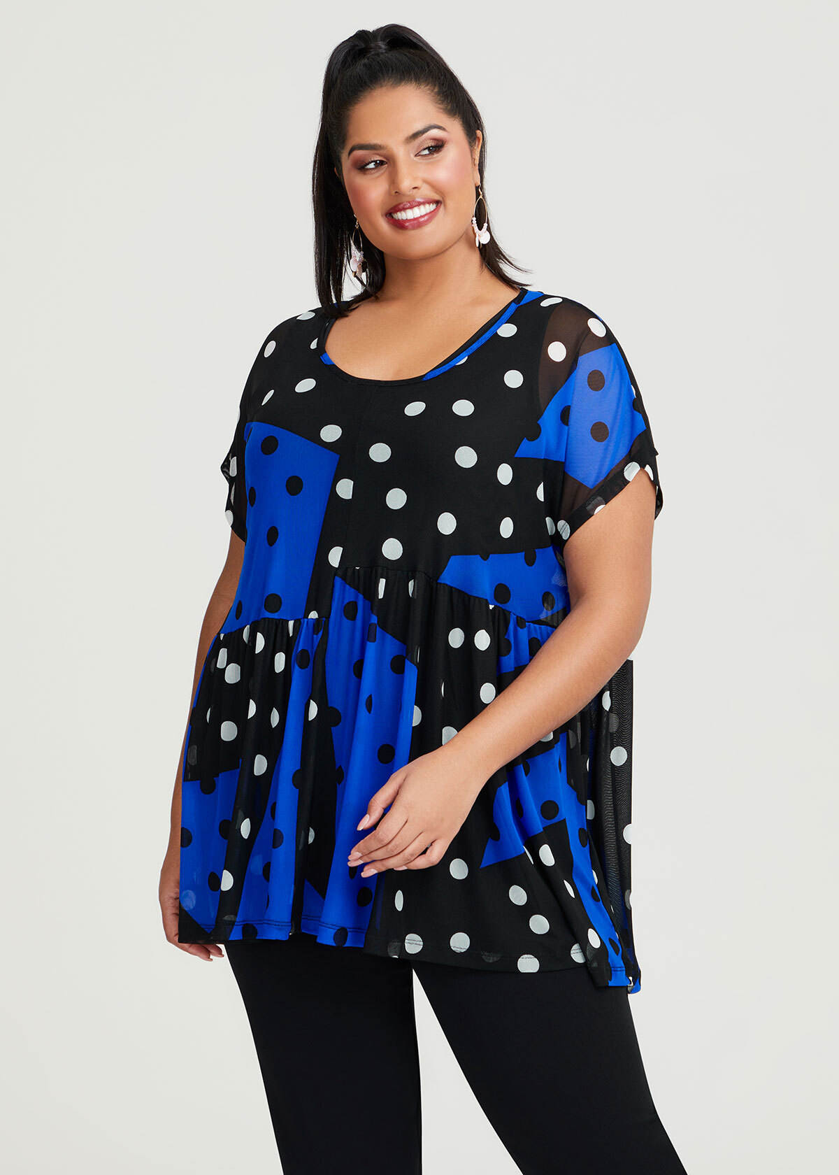 Shop Plus Size Natural Tiled Print Tunic in Blue | Taking Shape AU