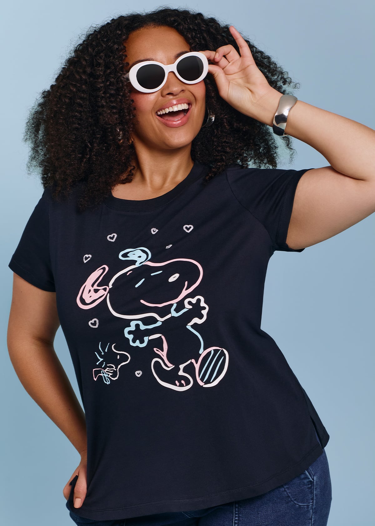 Taking Shape Snoopy Puff T-shirt Size 14 in Navy, Cotton - Plus Size Women's Tops & T Shirts