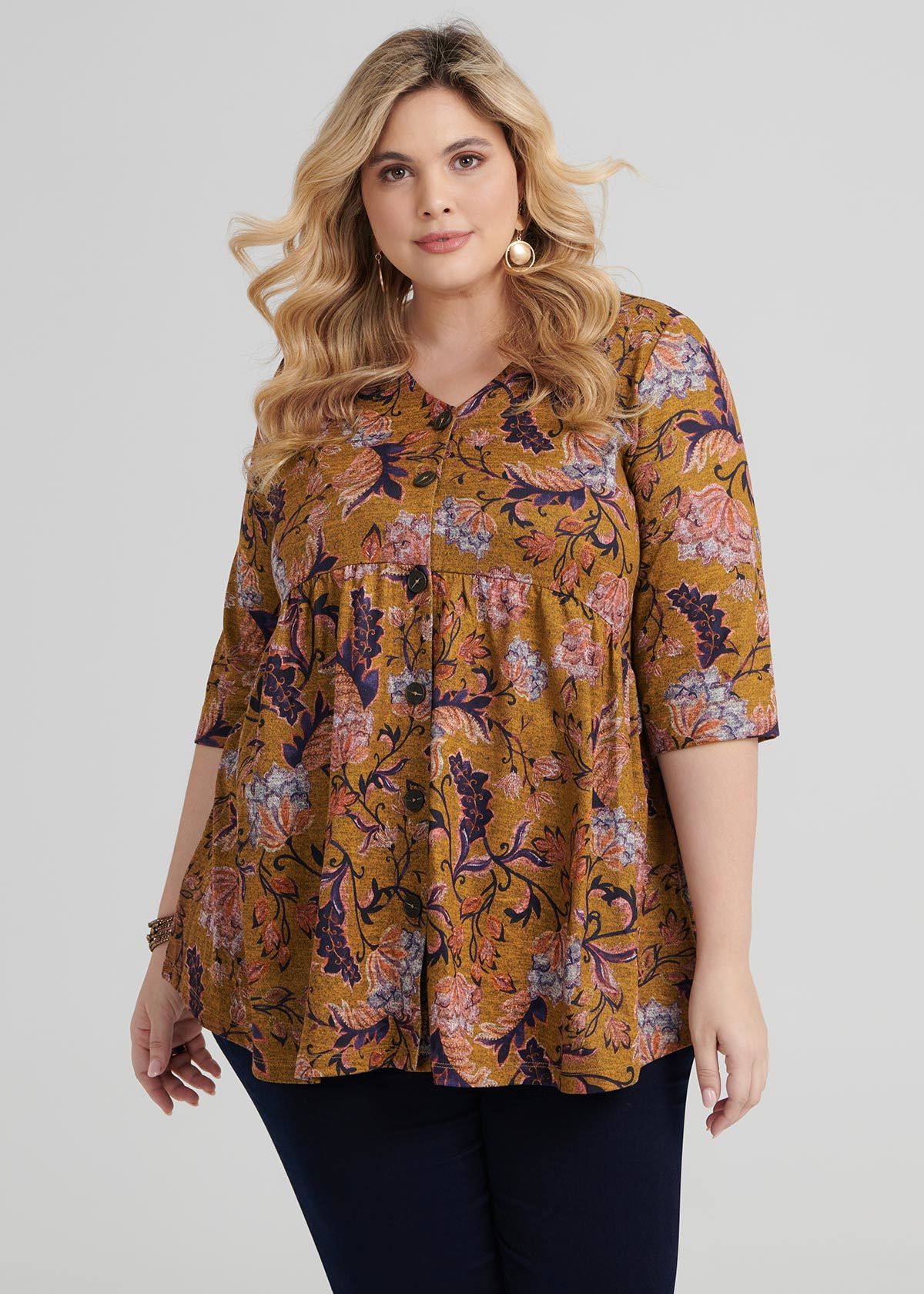 Shop Plus Size Ethnic Floral Top in Print | Taking Shape AU